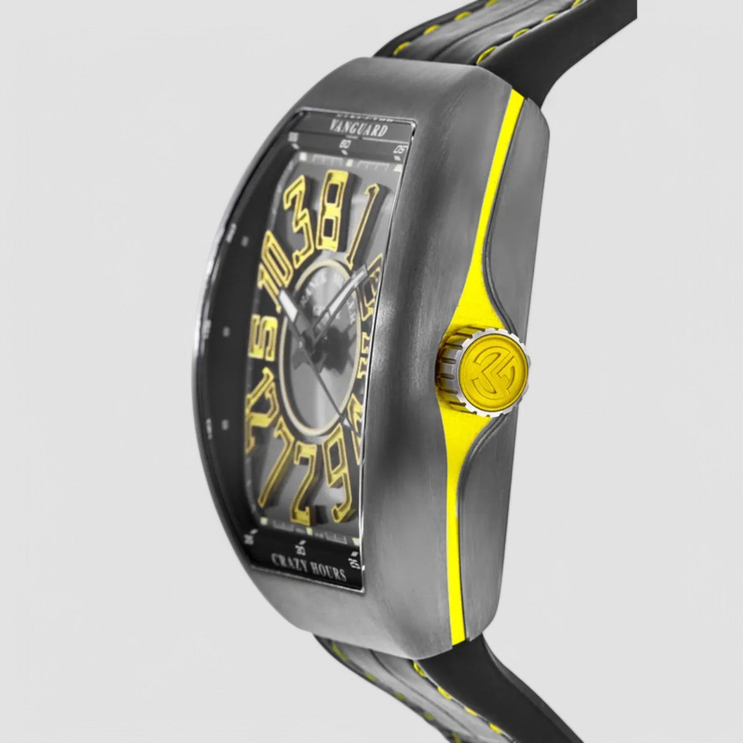 Vanguard Crazy Hours Yellow Titanium Case  Watch V 45 CH TT BR (JA)