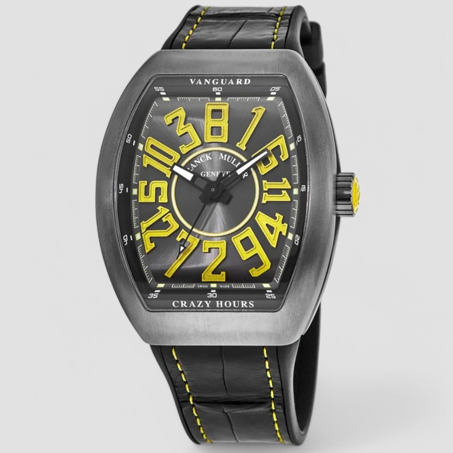 Vanguard Crazy Hours Yellow Titanium Case  Watch V 45 CH TT BR (JA)