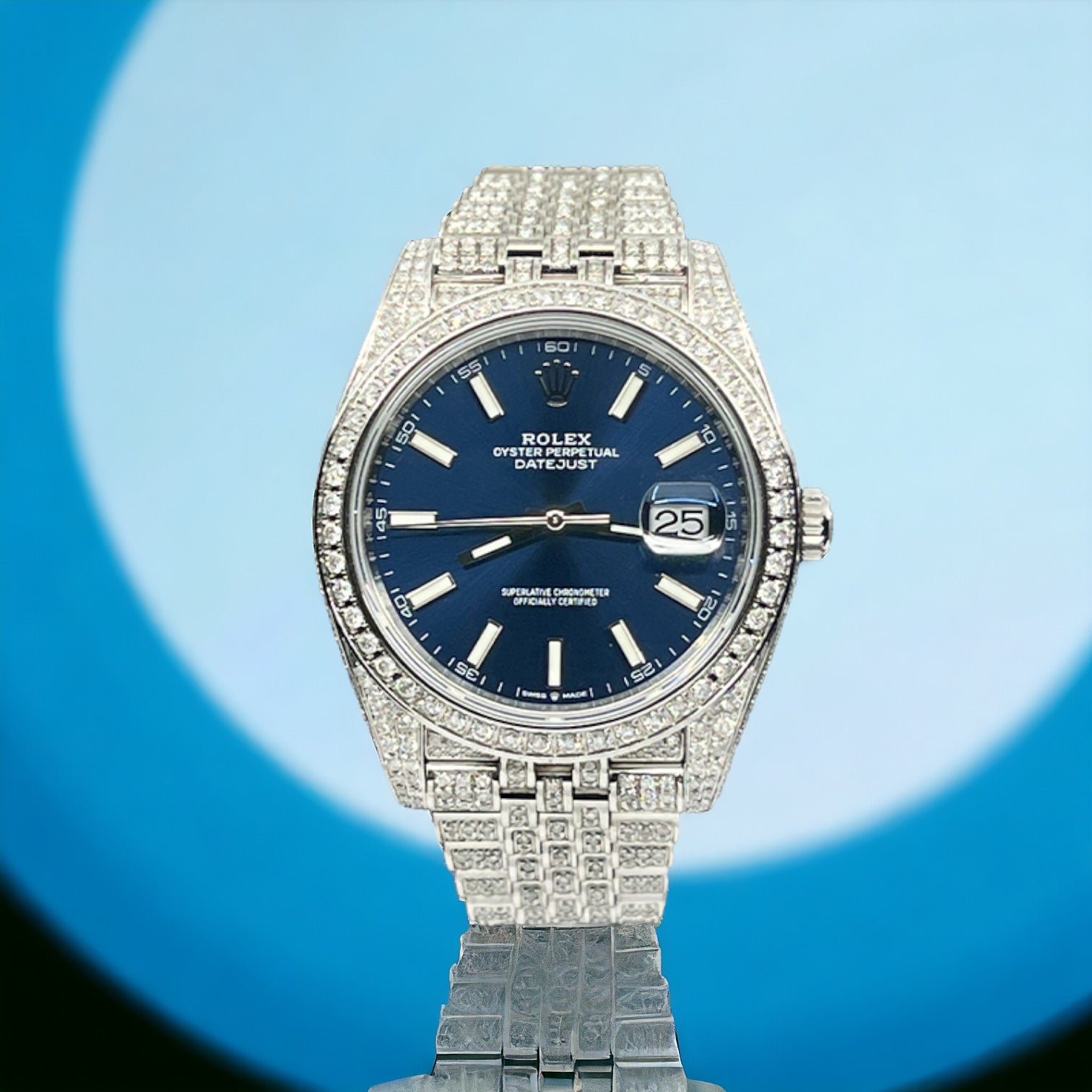 Rolex - Datejust 41 Full Iced out – Diamonds – Blue Dial – Jubilee