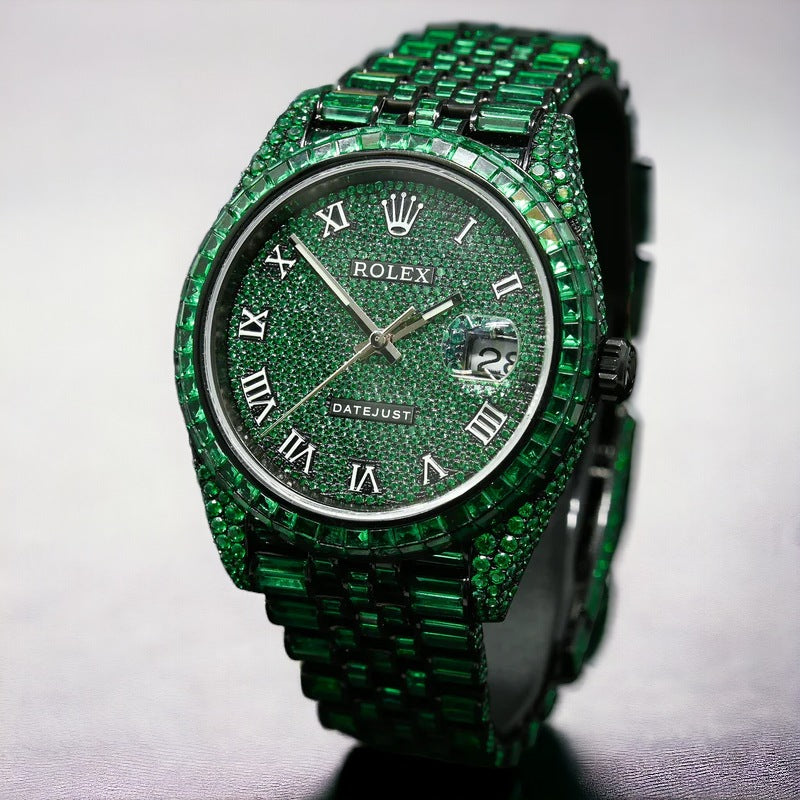 Rolex - Datejust 41 Full Iced out – Diamonds – Green Emeralds - Roman