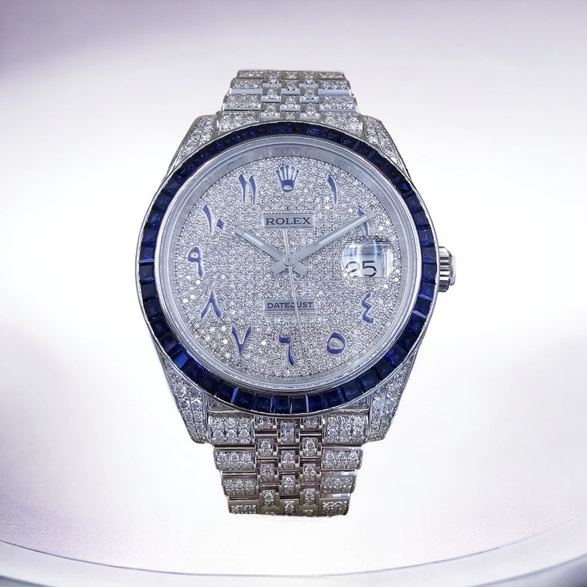 Rolex - Datejust 41 Iced out Arabic Dial Blue bezel