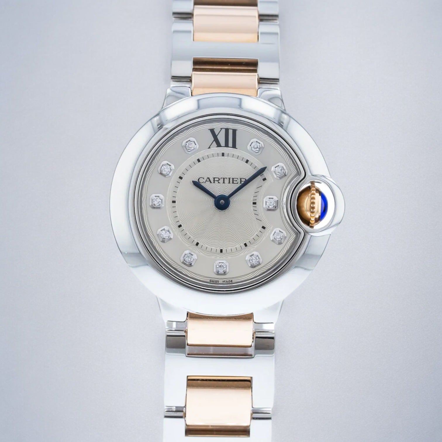 Ballon Bleu 28mm Steel Rose Gold Diamond Ladies Watch