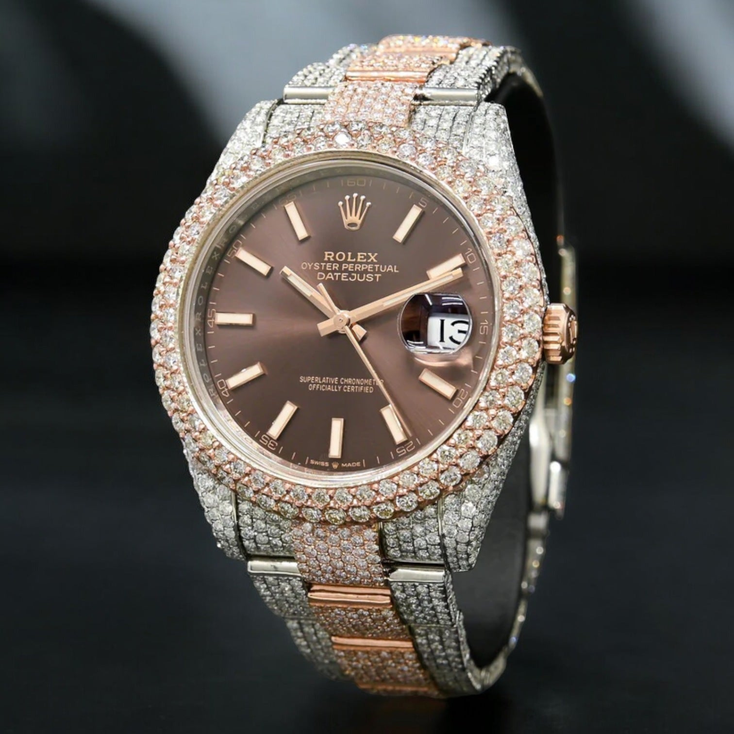 DATEJUST 41MM - HONEYCOMB EVEROSE - Iced out custom