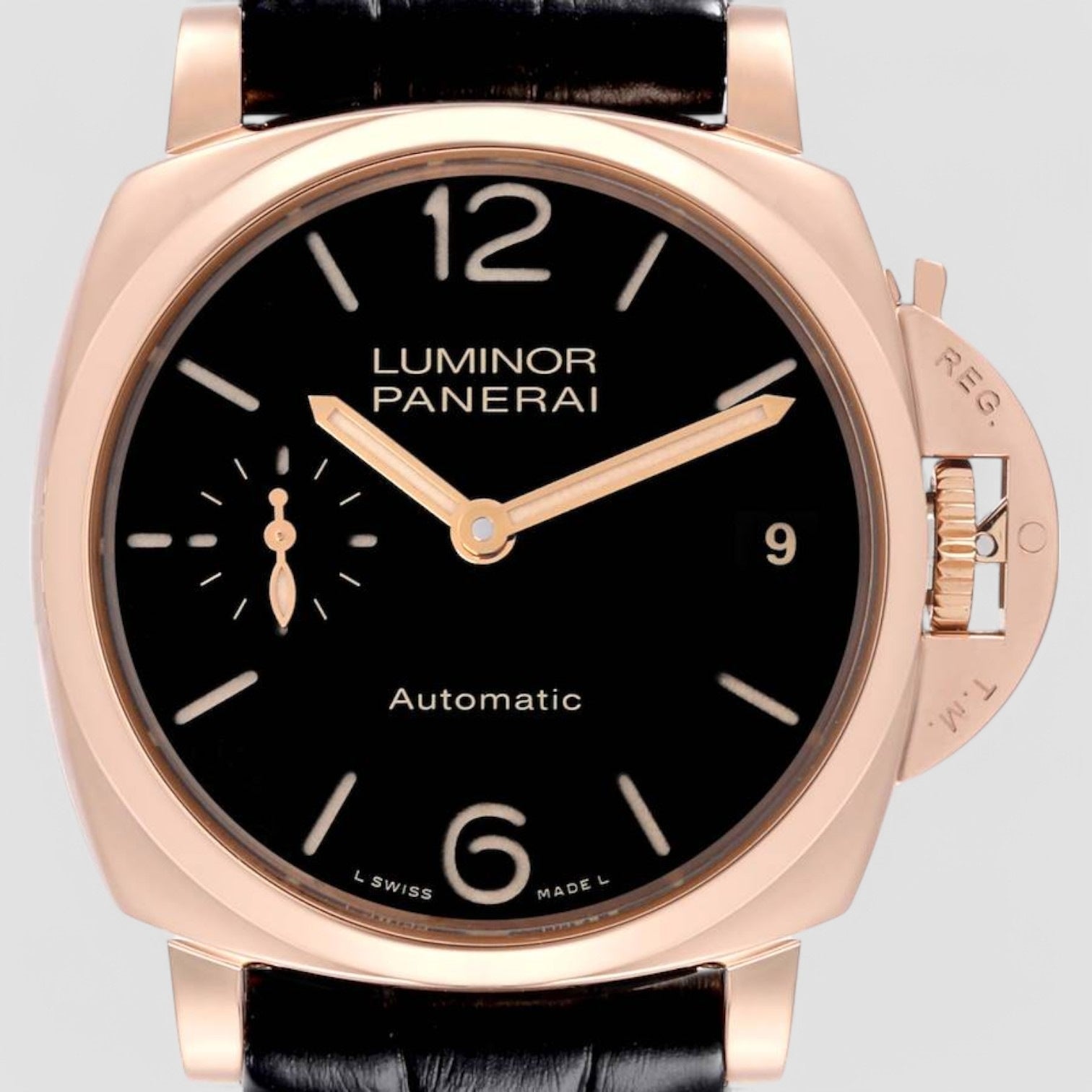 Luminor Due Rose Gold Black Dial Mens Watch