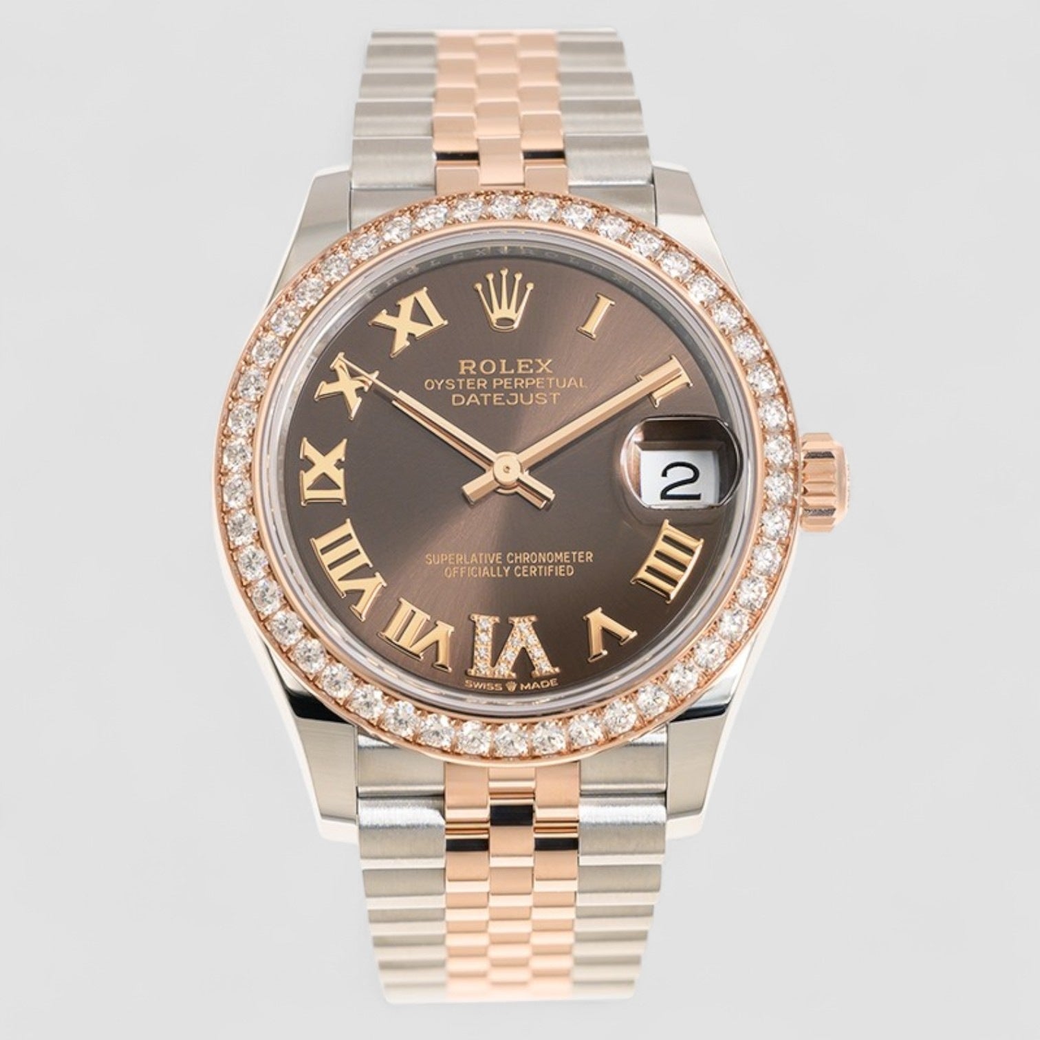Datejust 31 Automatic Chocolate Dial Chronometer Diamond Bezel Ladies Watch