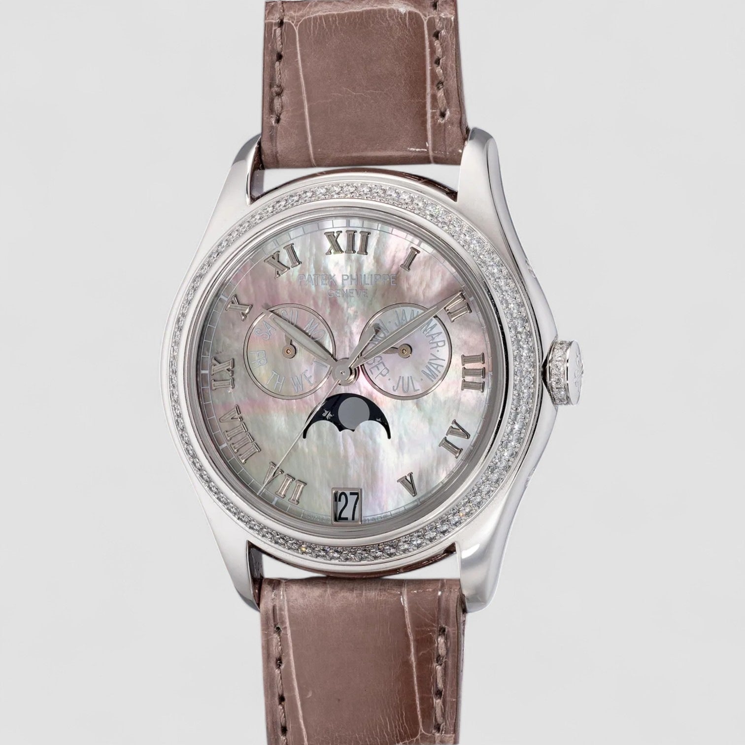 Ladies Annual Calendar Mother of Pearl 18K White Gold