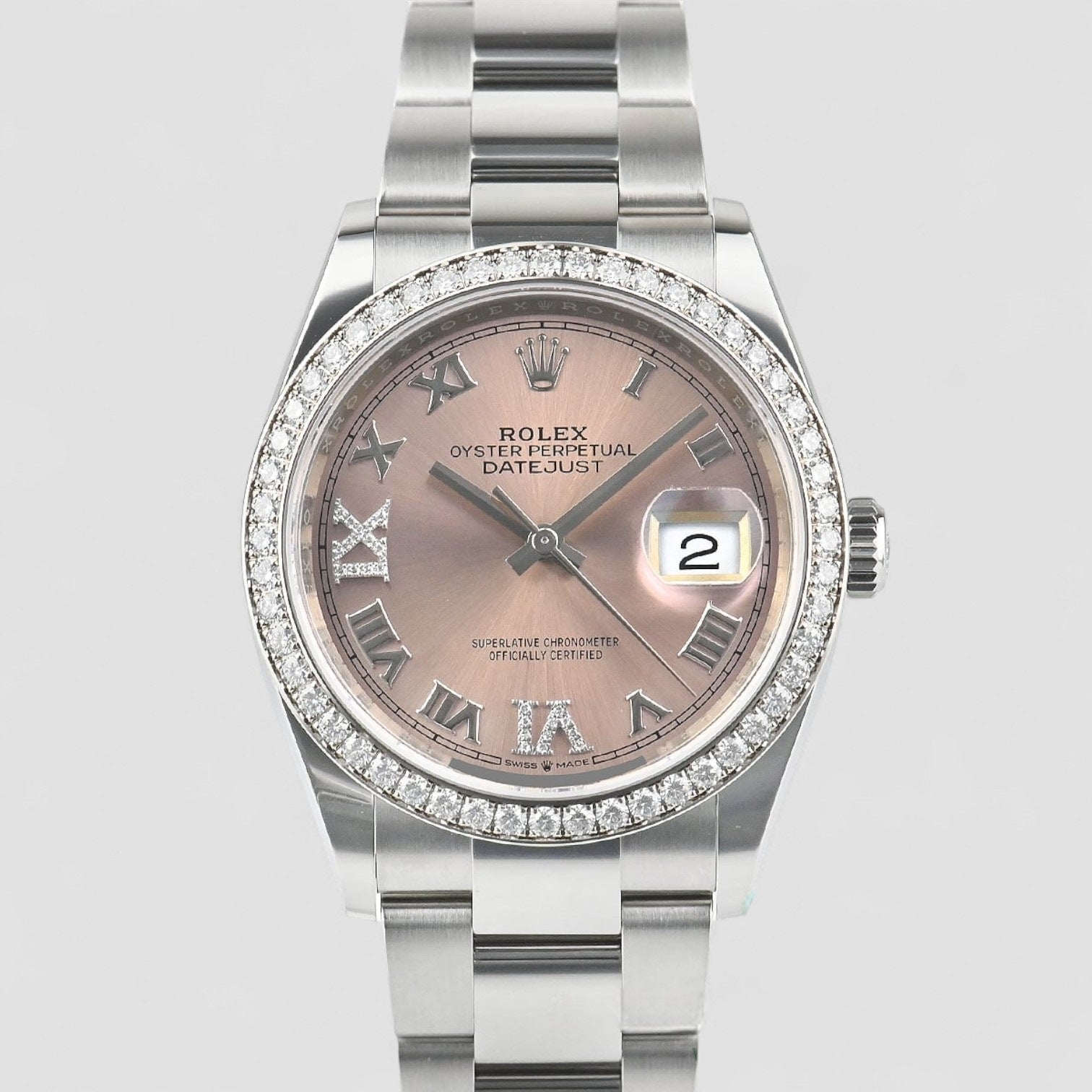 Datejust 36 Pink Dial Steel with White Gold