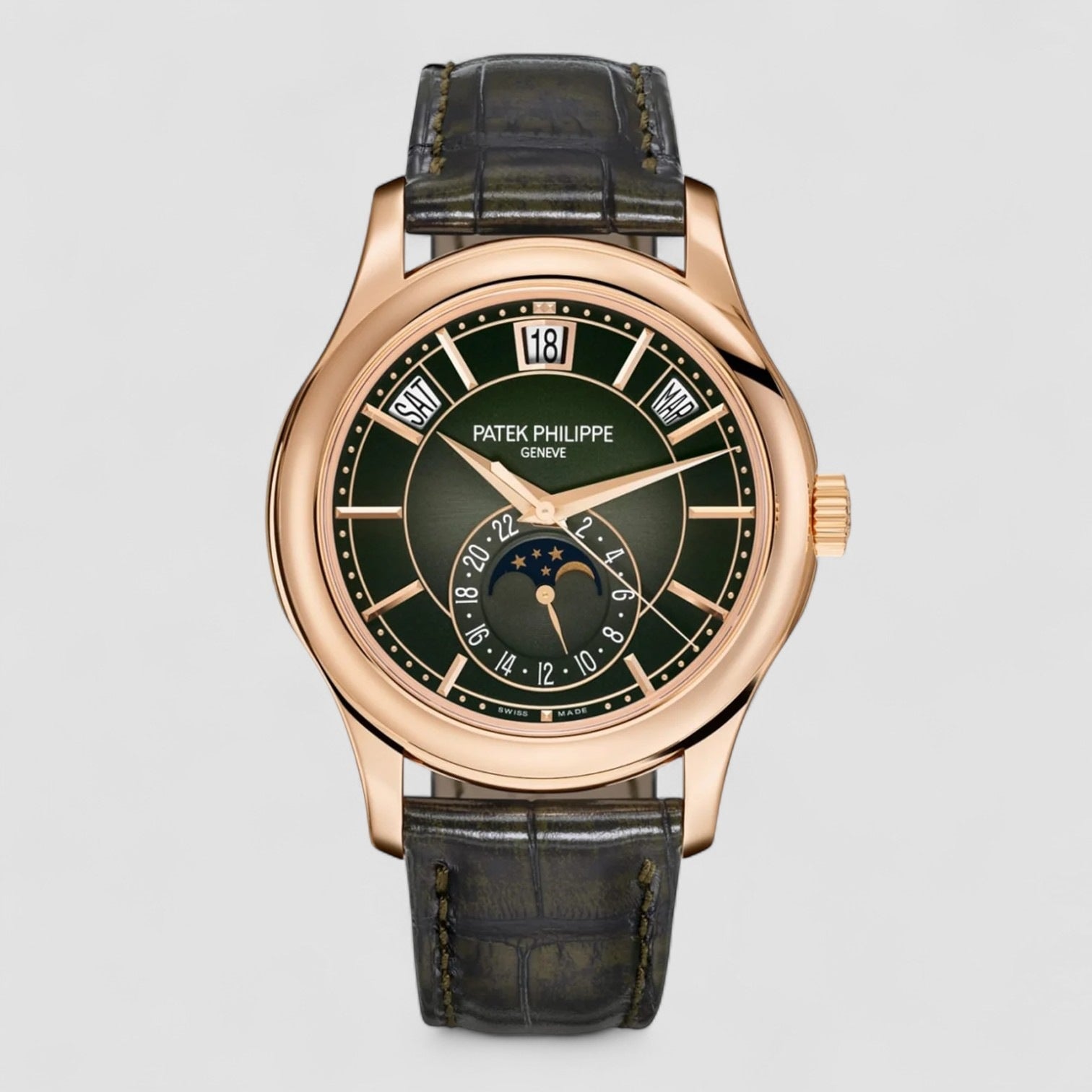 Annual Calendar Green Dial 18k Rose Gold
