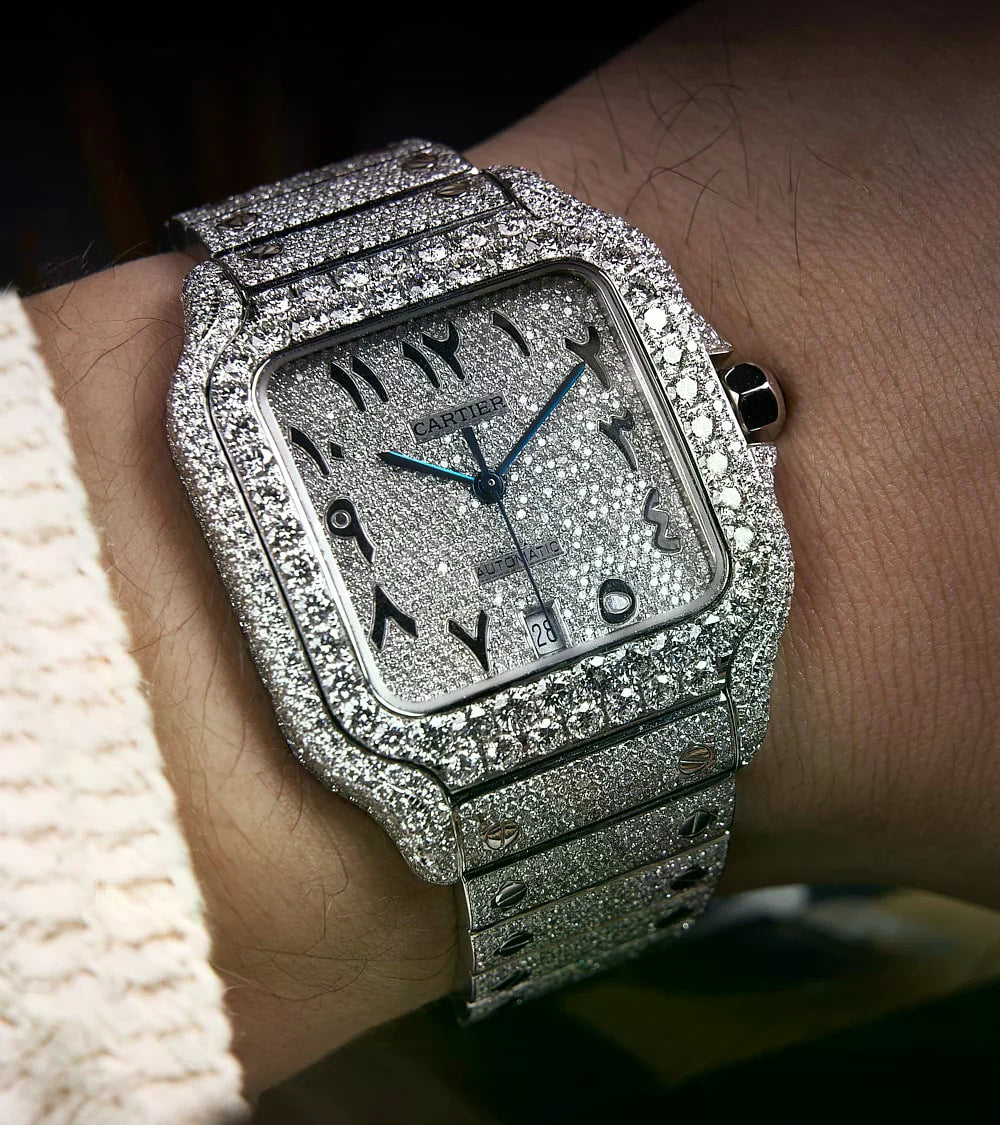 Santos de Cartier Large Fully Custom Diamond-Set Arabic Dial
