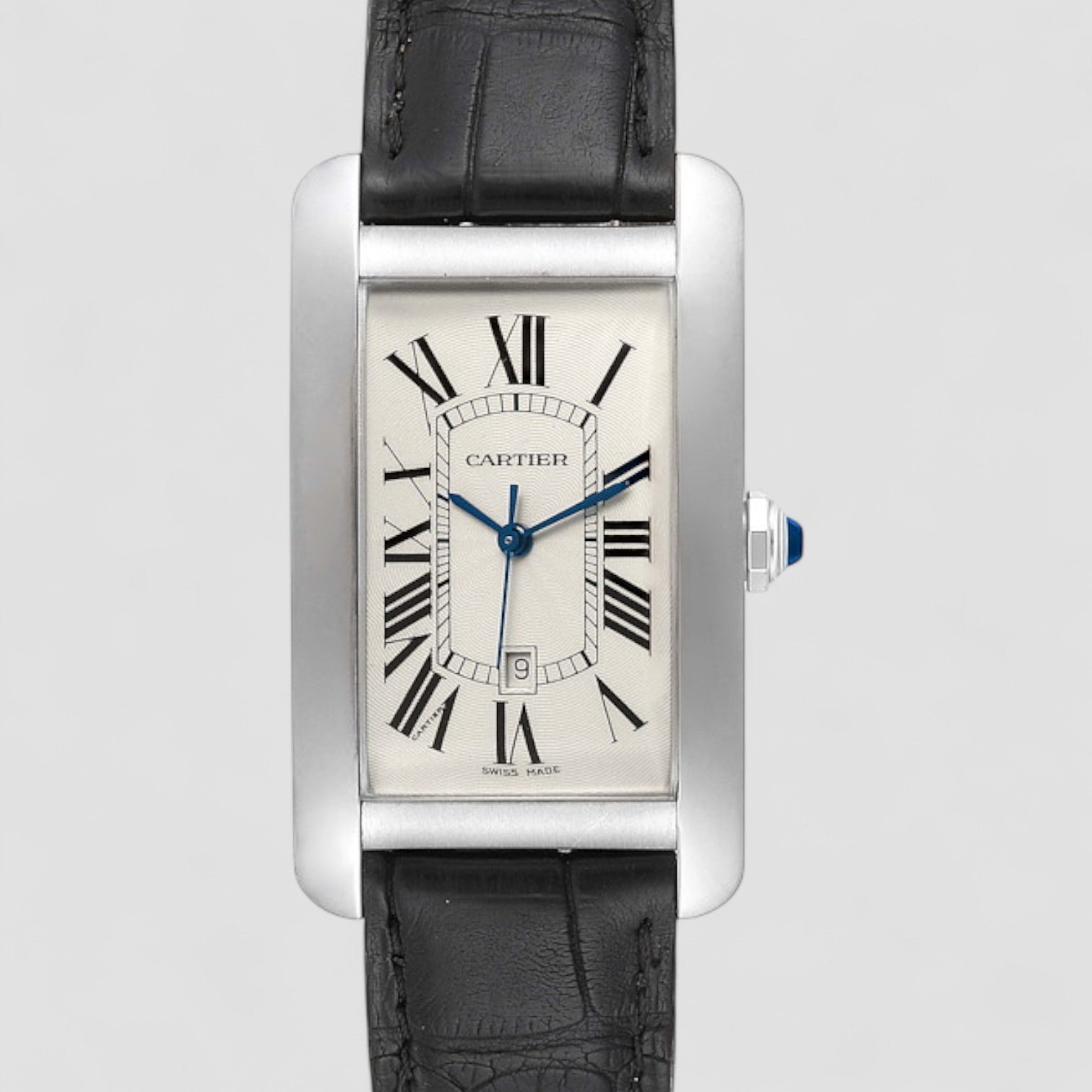Tank Americaine Automatic Silver Dial 18 kt White Gold Men's Watch