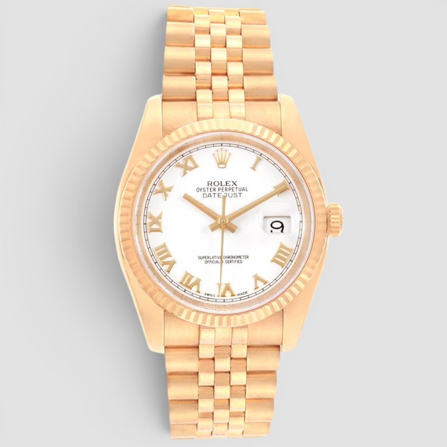 Datejust 36mm 18K Yellow Gold White Roman Dial