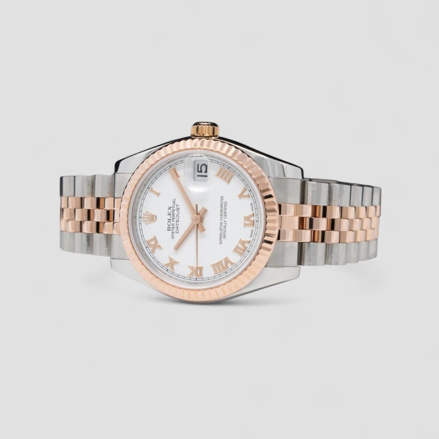 Datejust 31 White Roman Dial Steel & Rose Gold