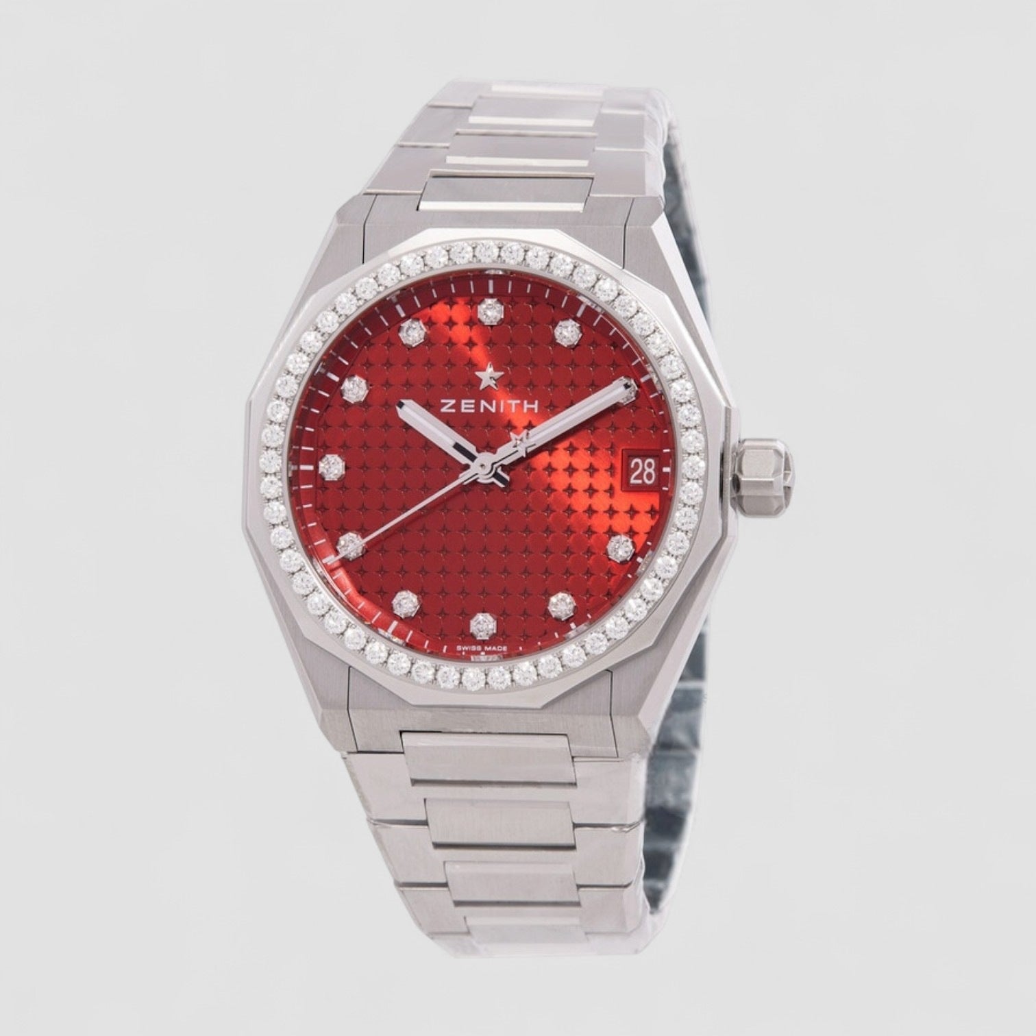 Defy Skyline Automatic Diamond Red Dial Ladies Watch