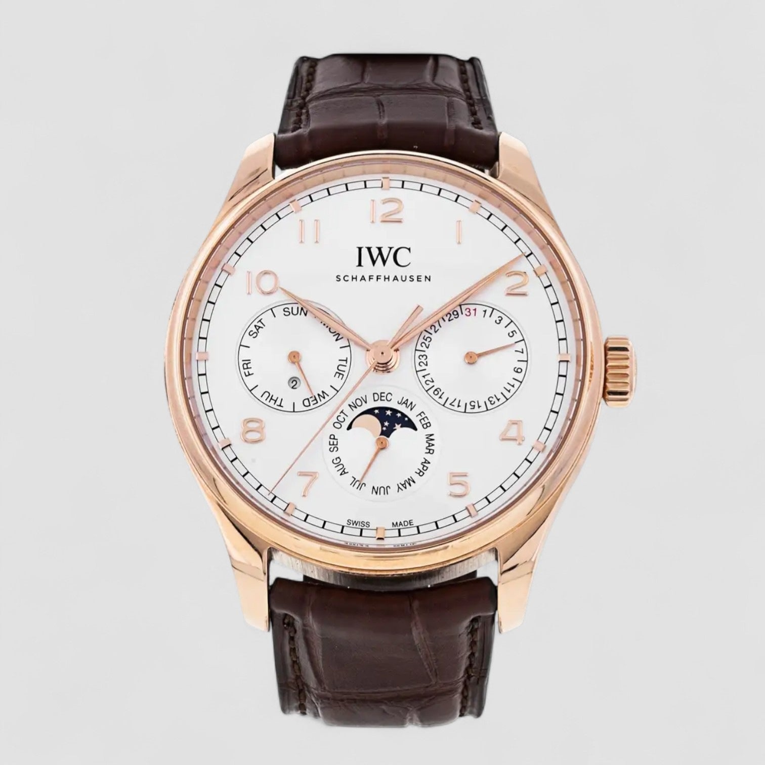 Portugieser Perpetual Moon Phase Automatic Silver Dial Men's Watch