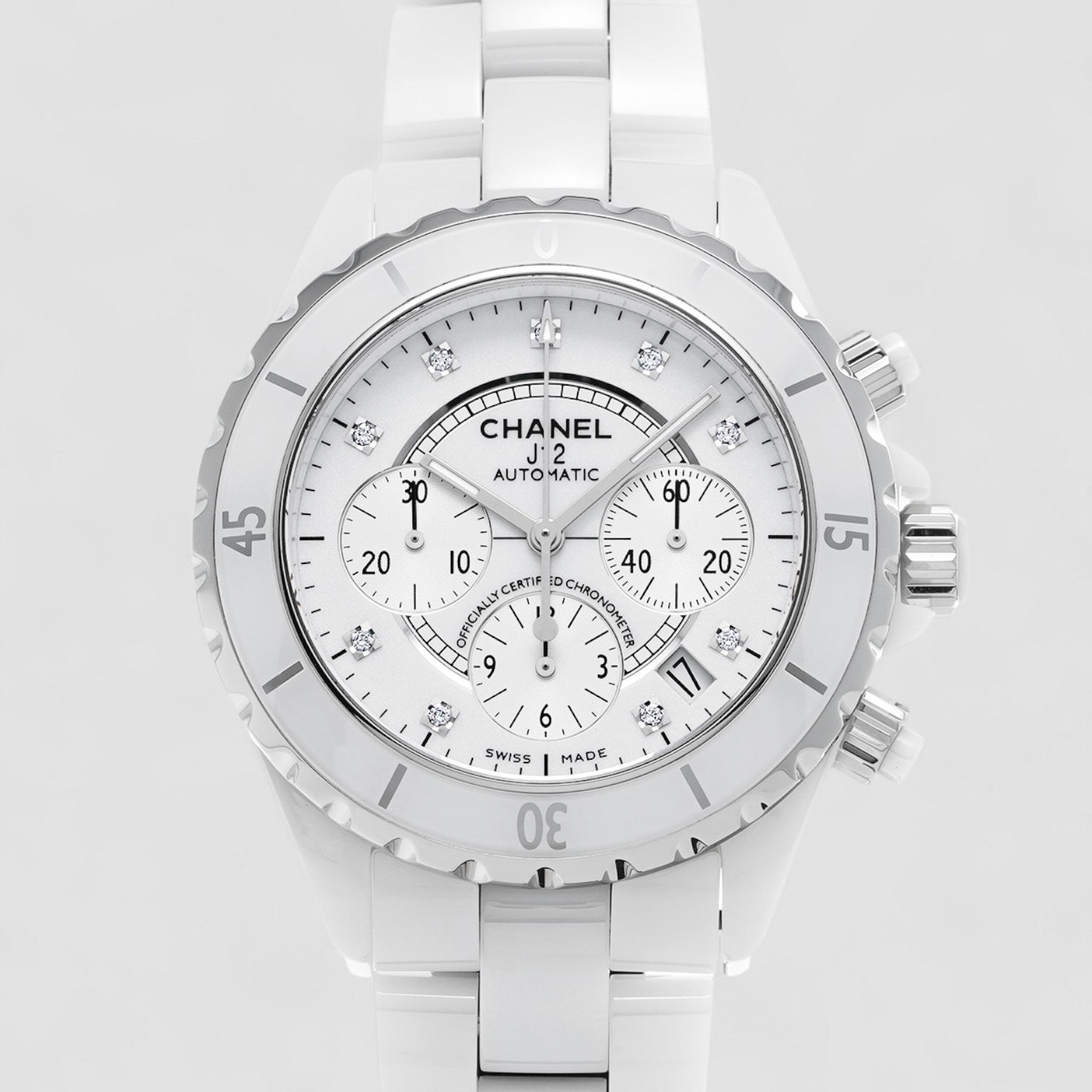 J12 Chronograph Automatic 41mm White Ceramic Diamond Dial