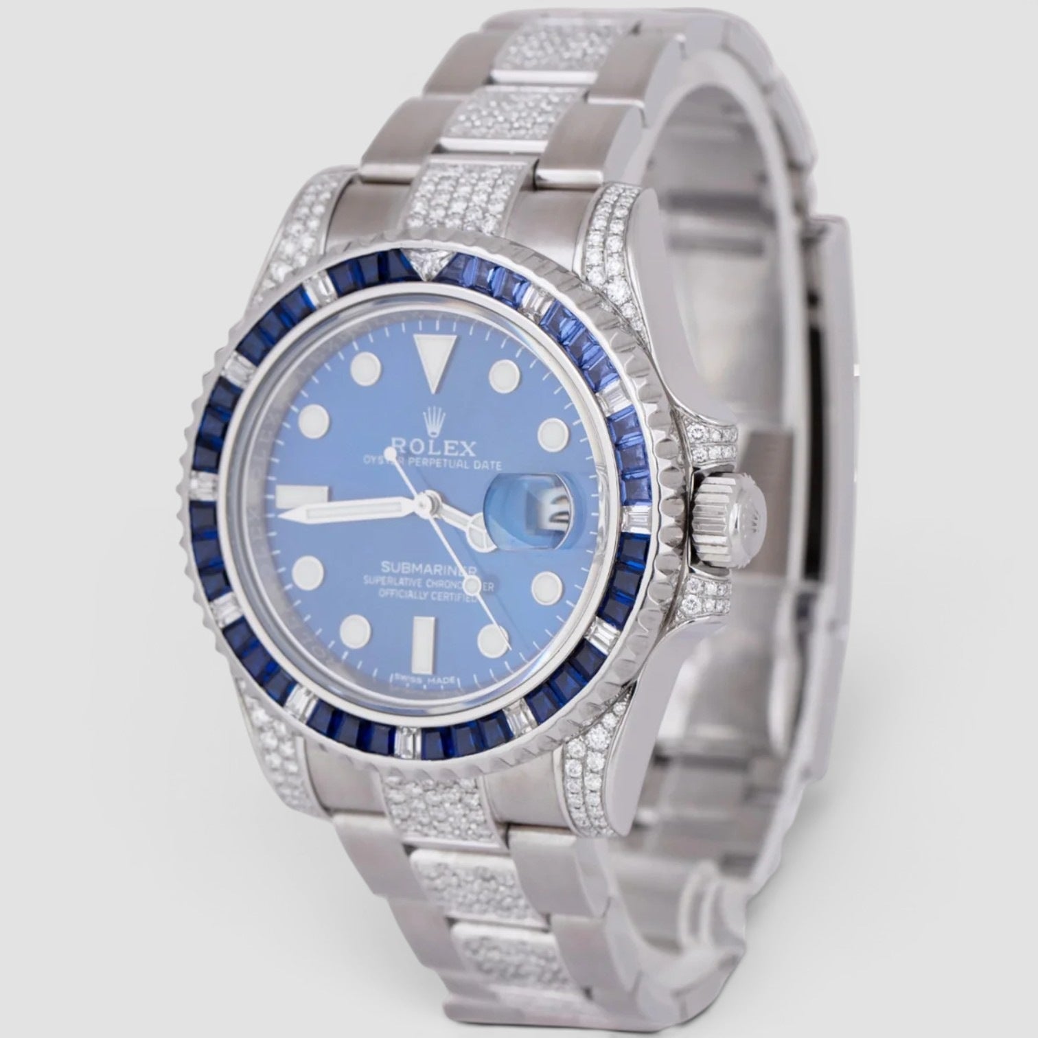 Submariner Date Custom Blue Dial DIAMOND SAPPHIRE - Iced Out