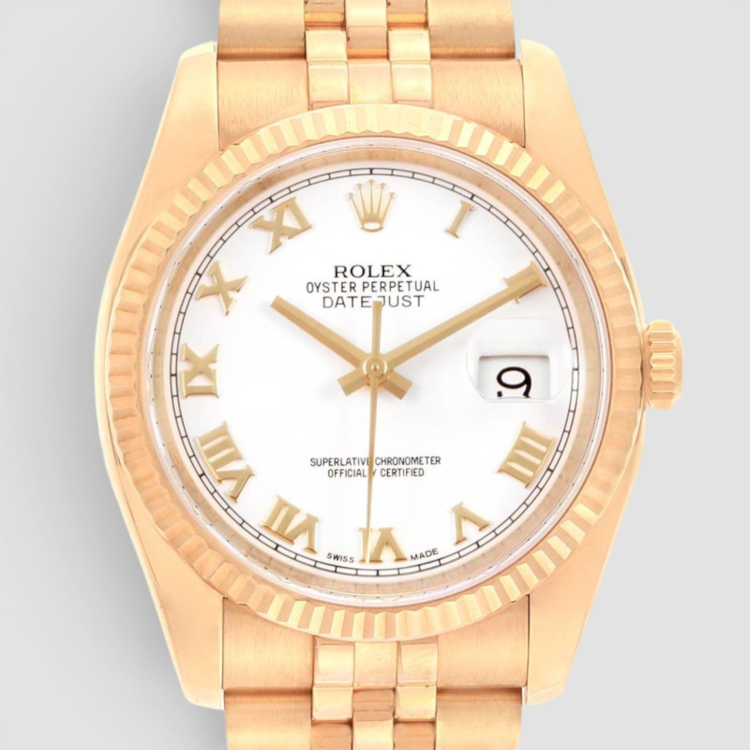 Datejust 36mm 18K Yellow Gold White Roman Dial