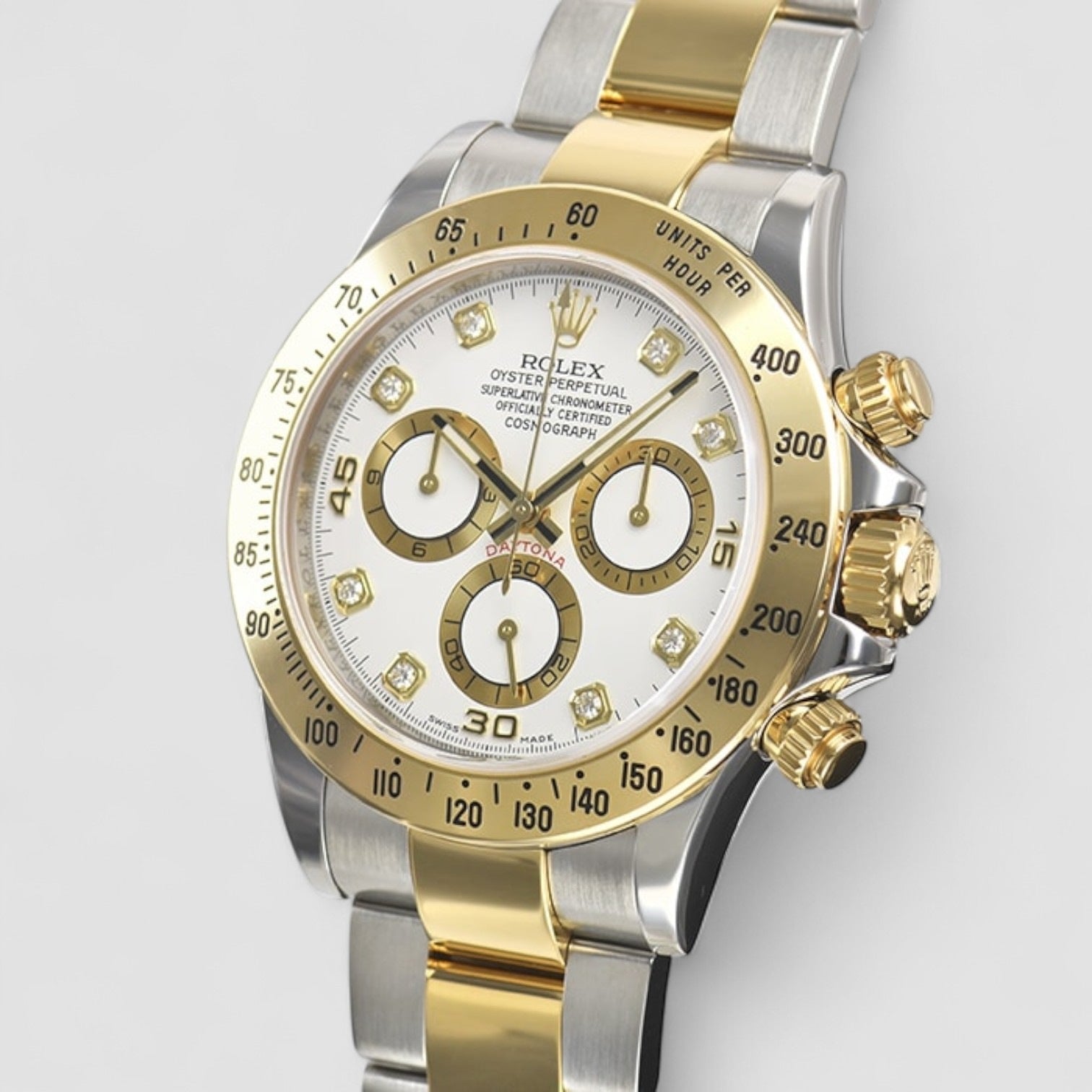 Daytona Steel and Gold White Diamond Dial
