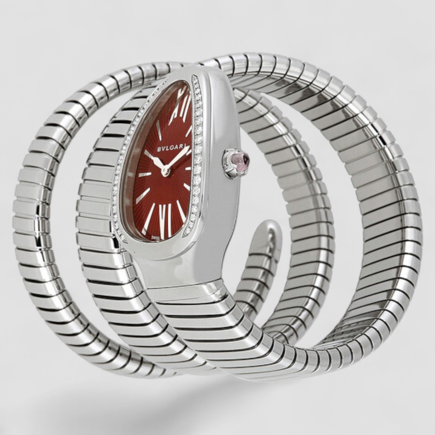 Serpenti Tubogas Red Lacquered Dial Ladies Watch