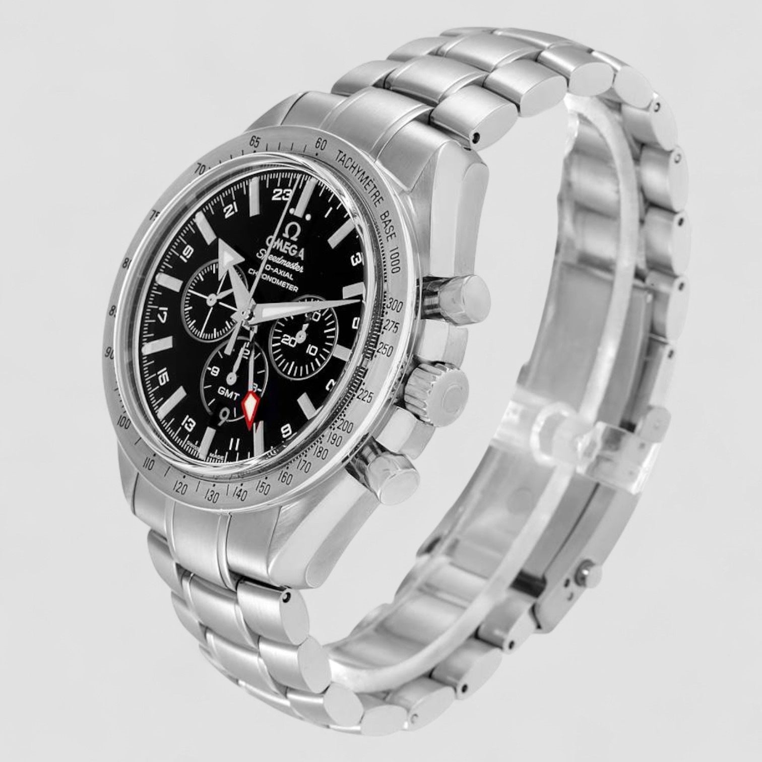 Speedmaster Broad Arrow Co-Axial GMT Steel Mens Watch