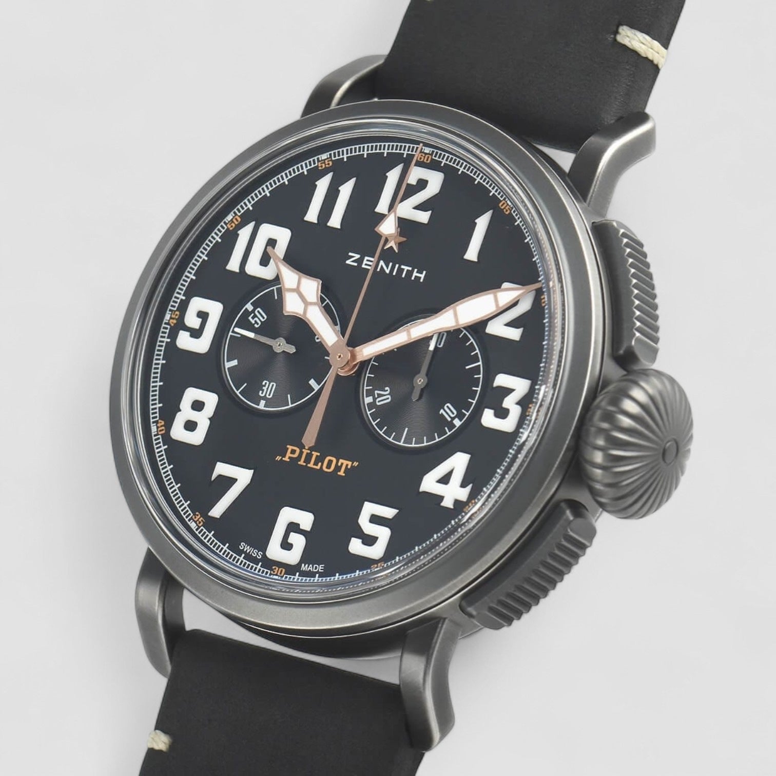 Pilot Type 20 Ton-Up Stainless Steel Black Arabic Dial