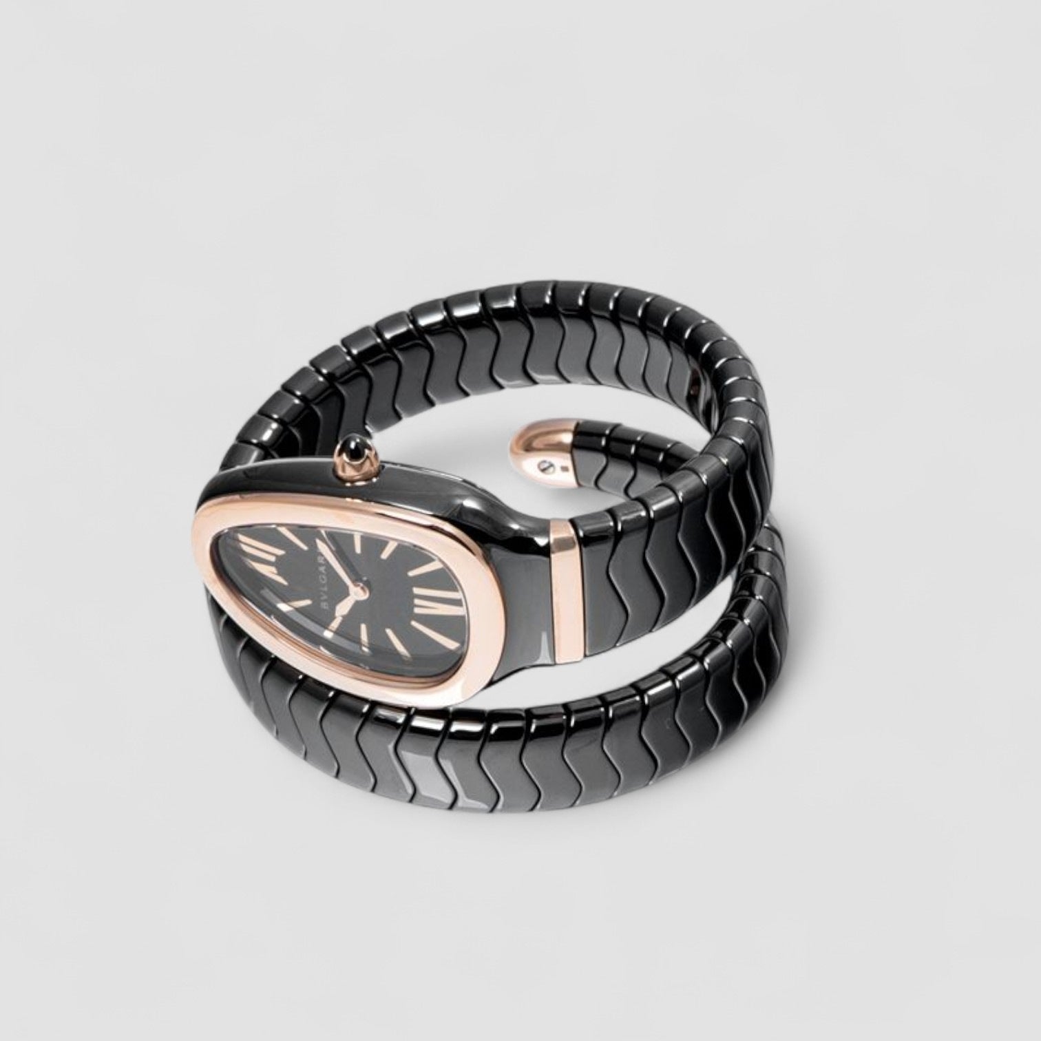 Serpenti Spiga Quartz Black Lacquered Dial Ladies Watch 35mm