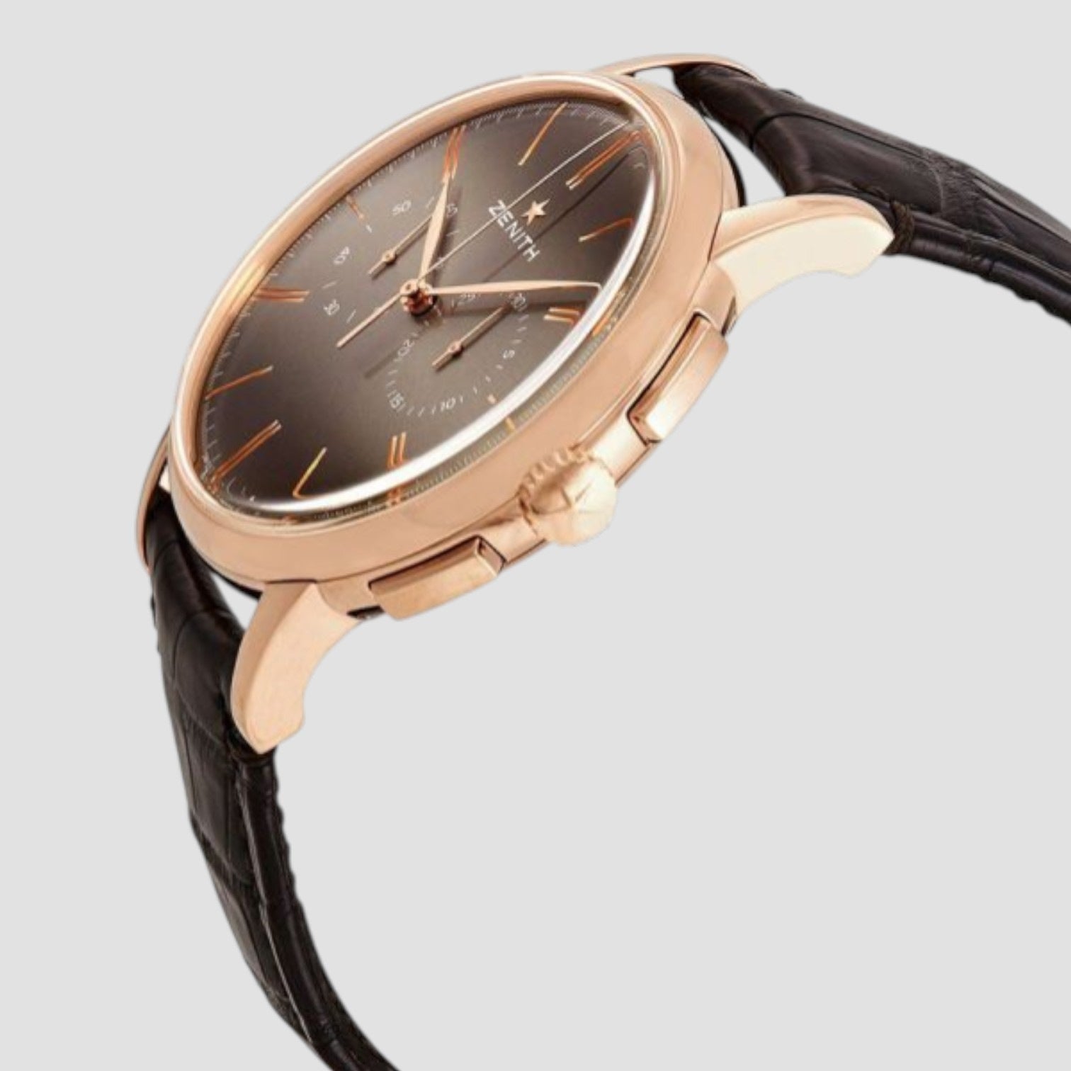Zenith Elite Chronograph Classic Rose Gold Brown Leather Men's