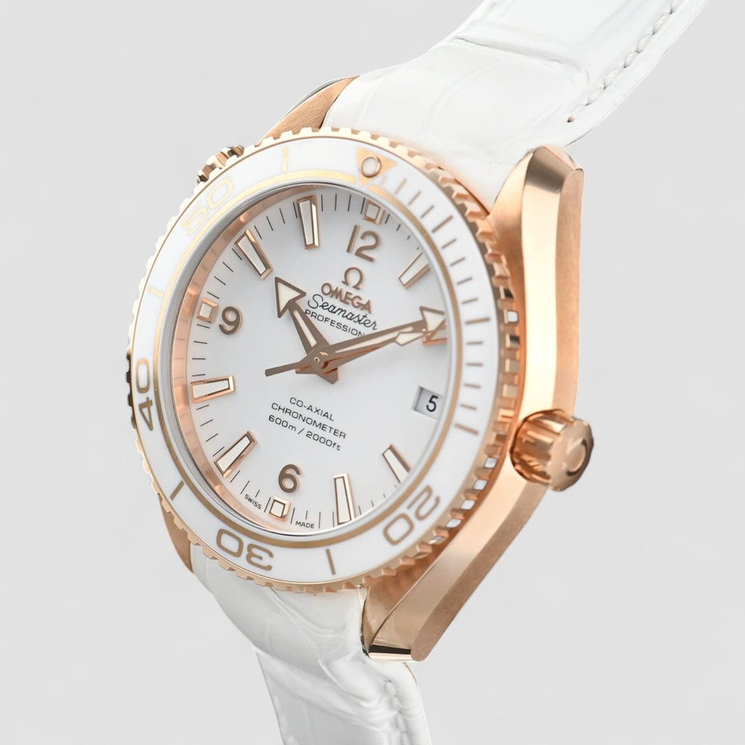 Seamaster Automatic White Dial 18kt Rose Gold Unisex Watch