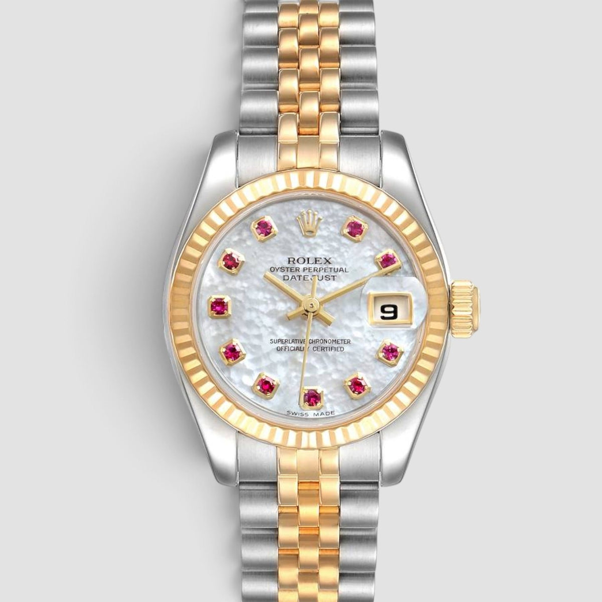 Lady-Datejust 26 Mother-of-Pearl Ruby Dial Jubilee