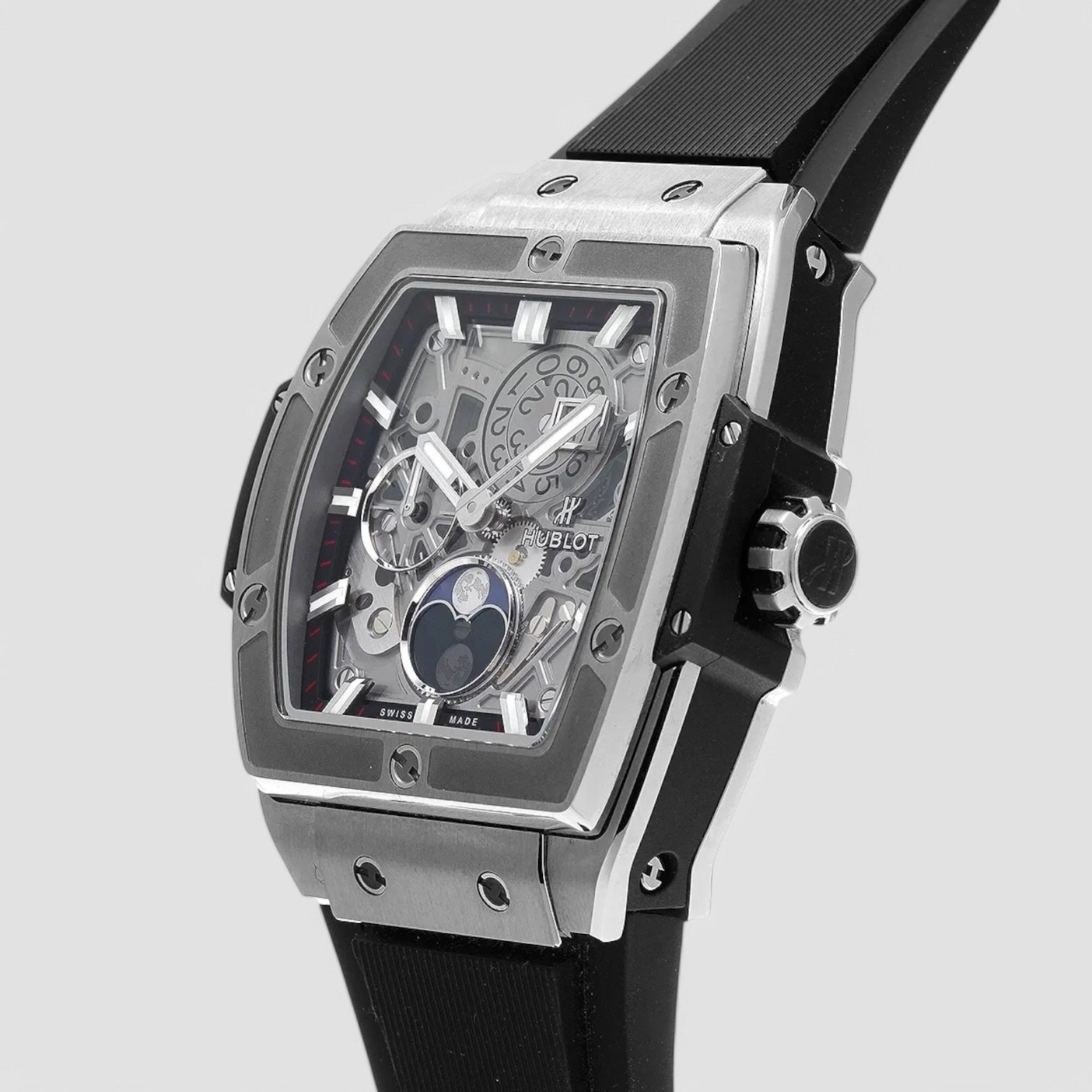 Spirit of Big Bang Big Date Moonphase Titanium Skeleton Dial / Deployant Description