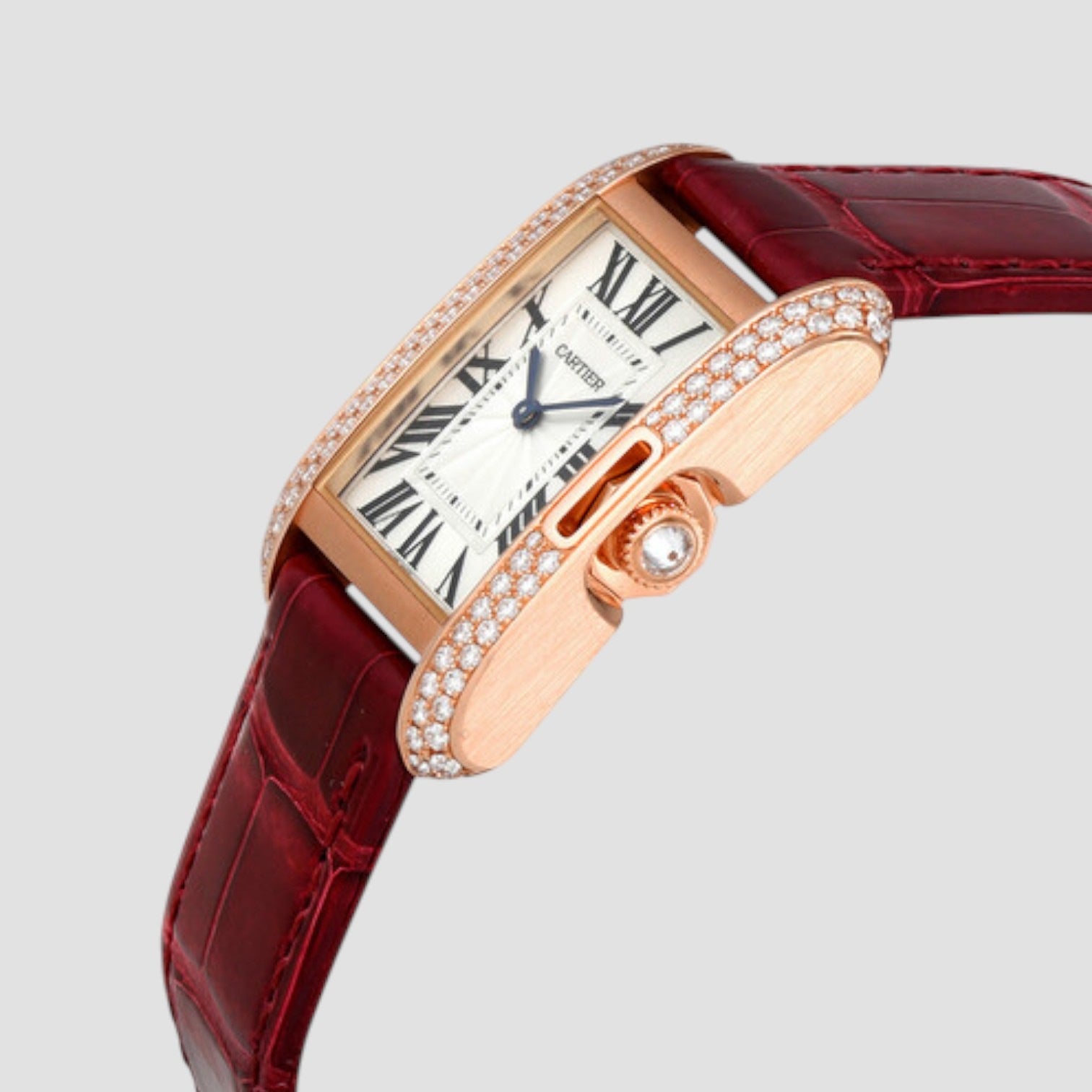 Tank Anglaise Silvered Flinque Dial Watch