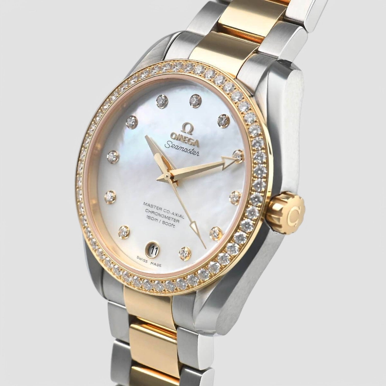 Seamaster Aqua Terra Automatic Chronometer Diamond White Mother of Pearl Dial Watch