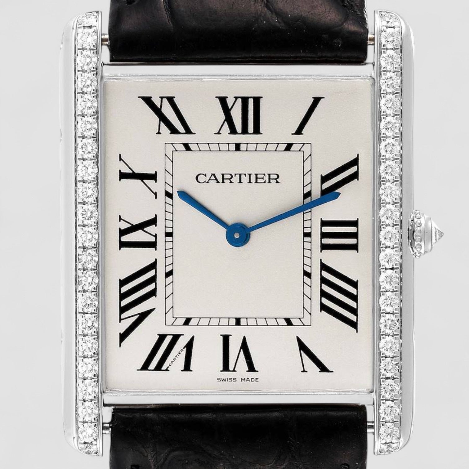 Tank Louis XL 18k White Gold Diamond Mens Watch