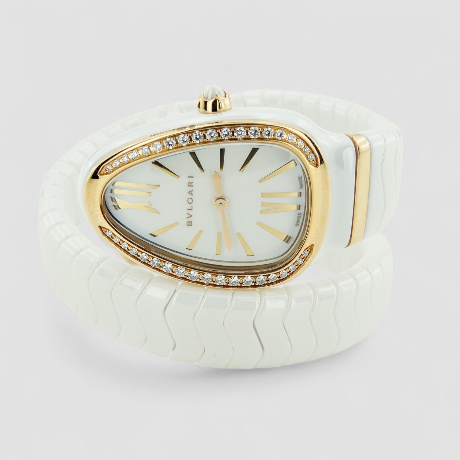 Serpenti Spiga Ladies Ceramic and Rose Gold 35mm