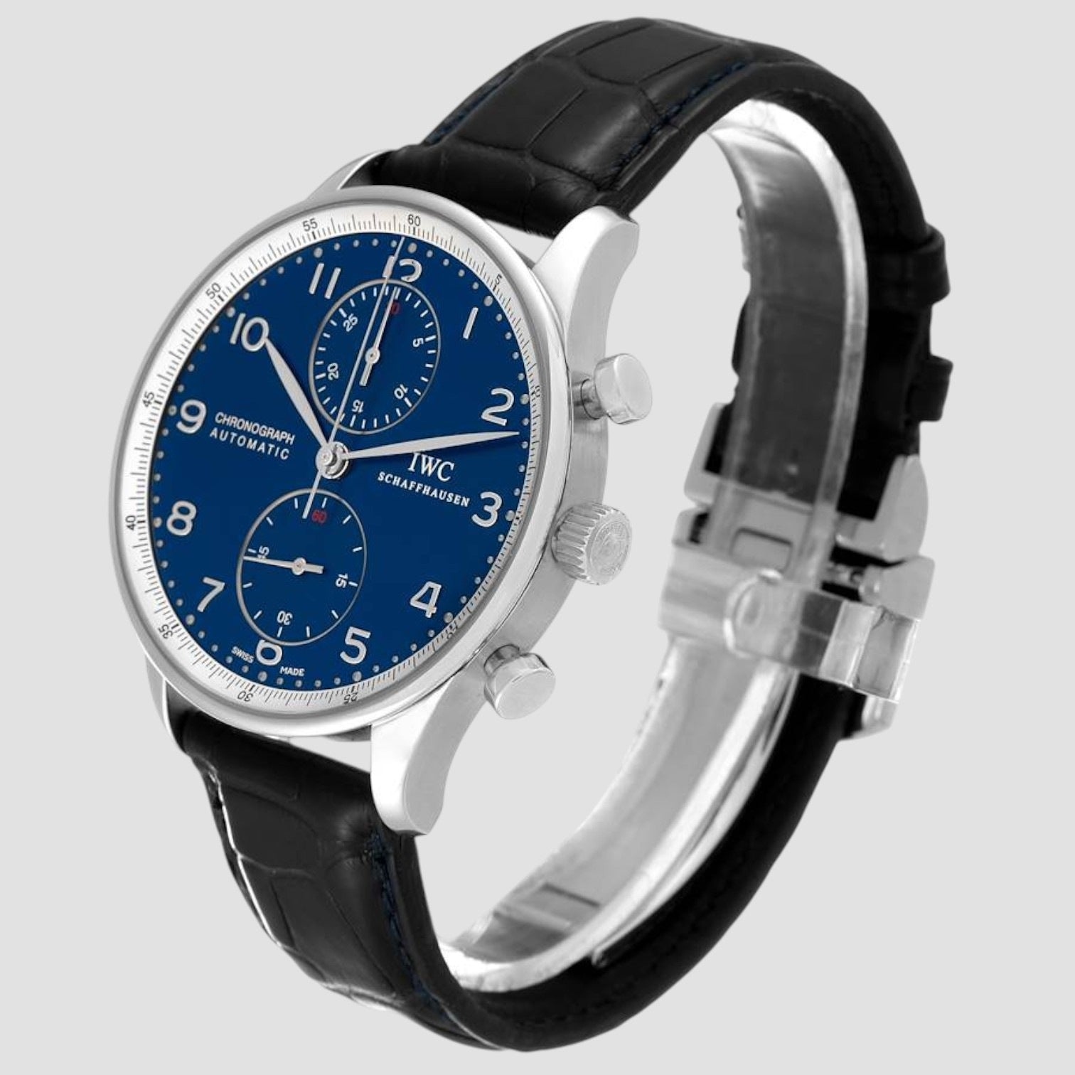 Portuguese Chronograph Blue Dial Steel Mens Watch