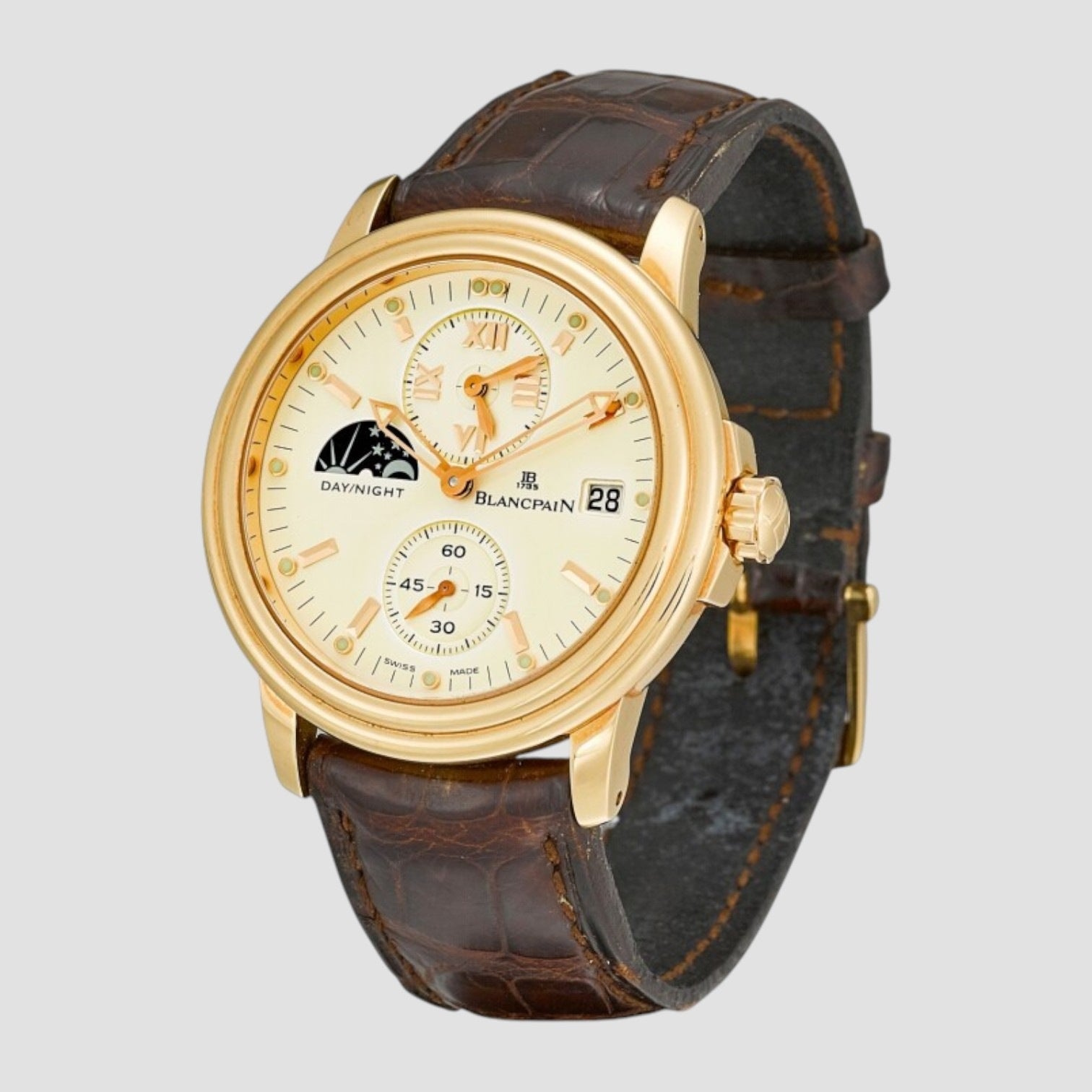 PINK GOLD DUAL TIME ZONE WRISTWATCH