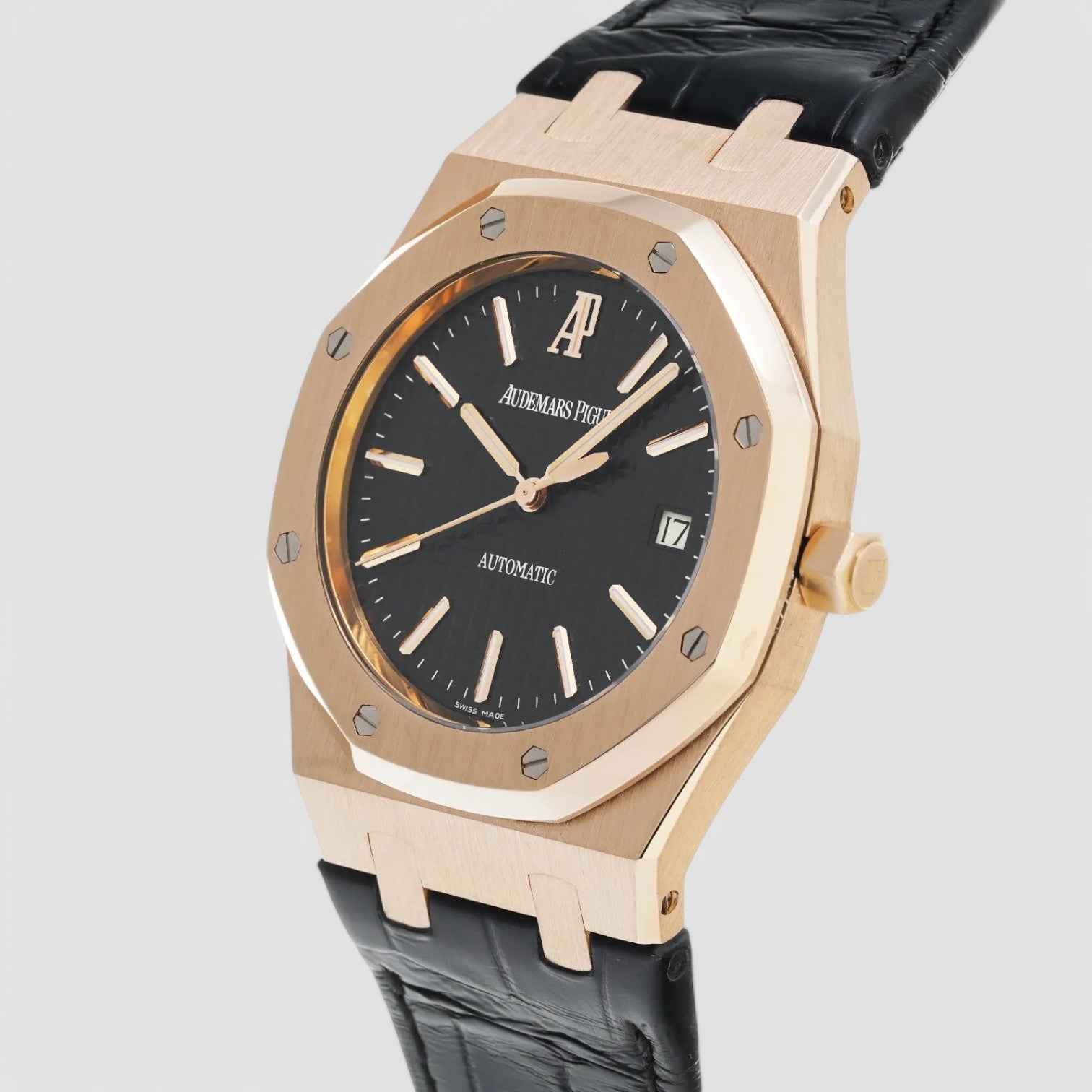 Royal Oak Jumbo Black Dial 18K Rose Gold