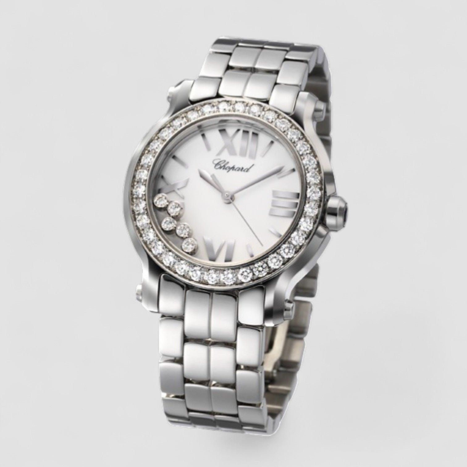 Happy Sport White Dial Stainless Steel Ladies Watch