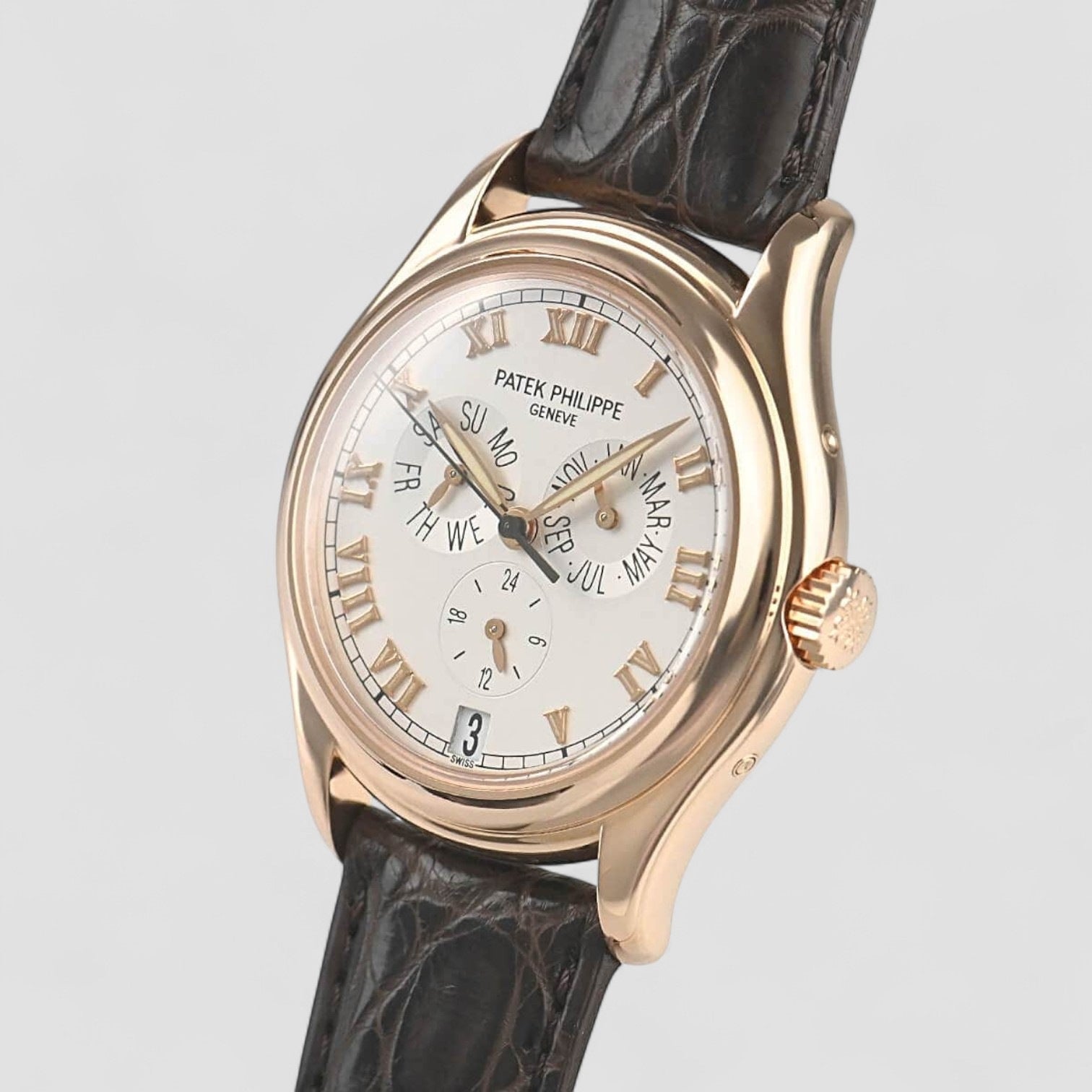 Annual Calendar 18K Rose Gold Silver Dial