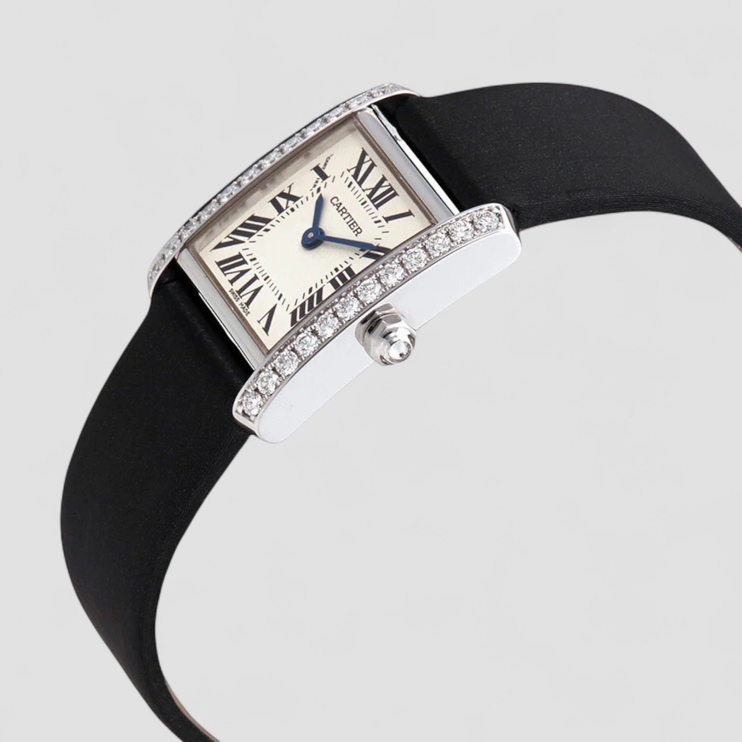 Tank Francaise Small 18k White Gold Diamond Watch