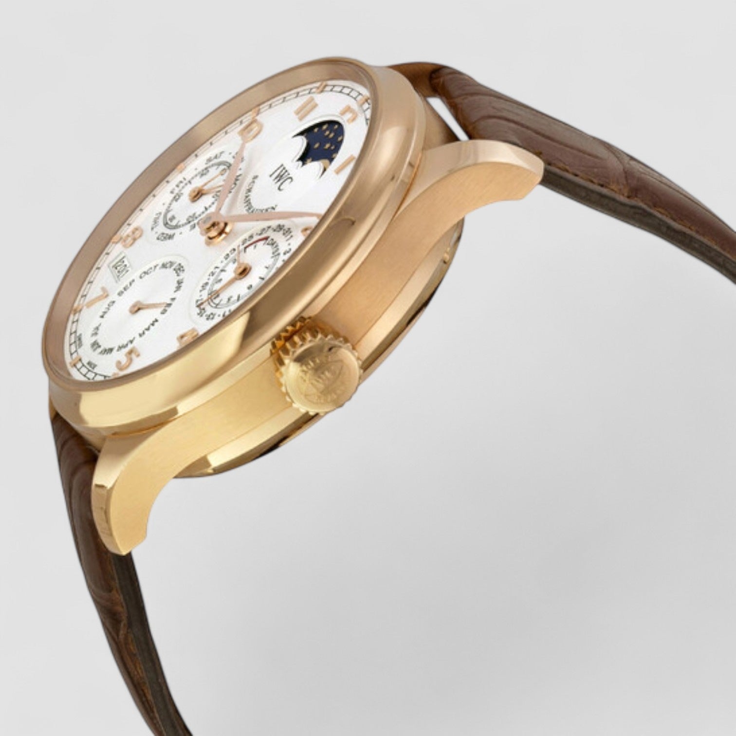 Portuguese Perpetual Calendar White Dial 18K Rose Gold Automatic Men's Watch