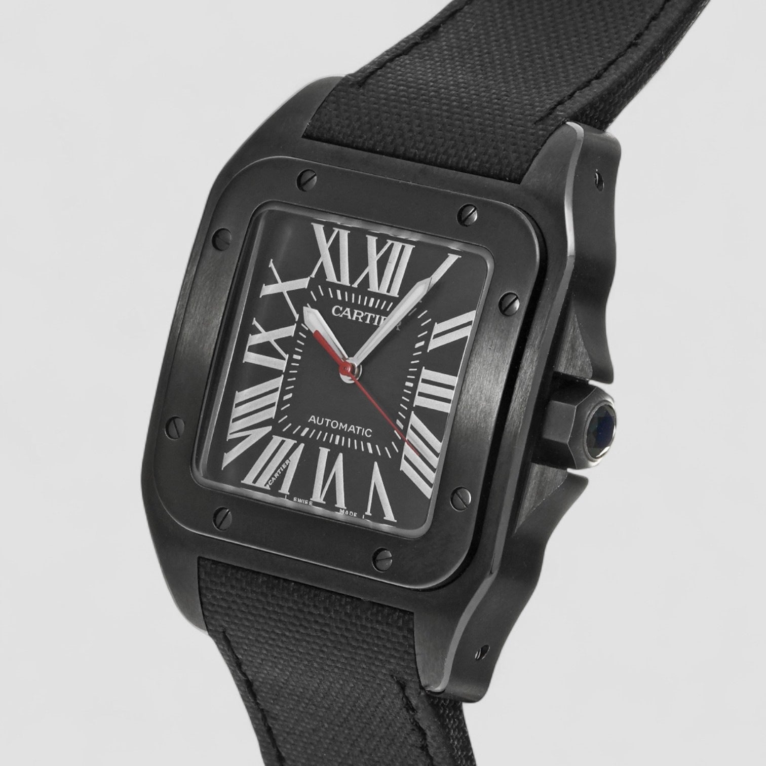 Santos 100 Carbon ADLC coated Steel Mens Watch