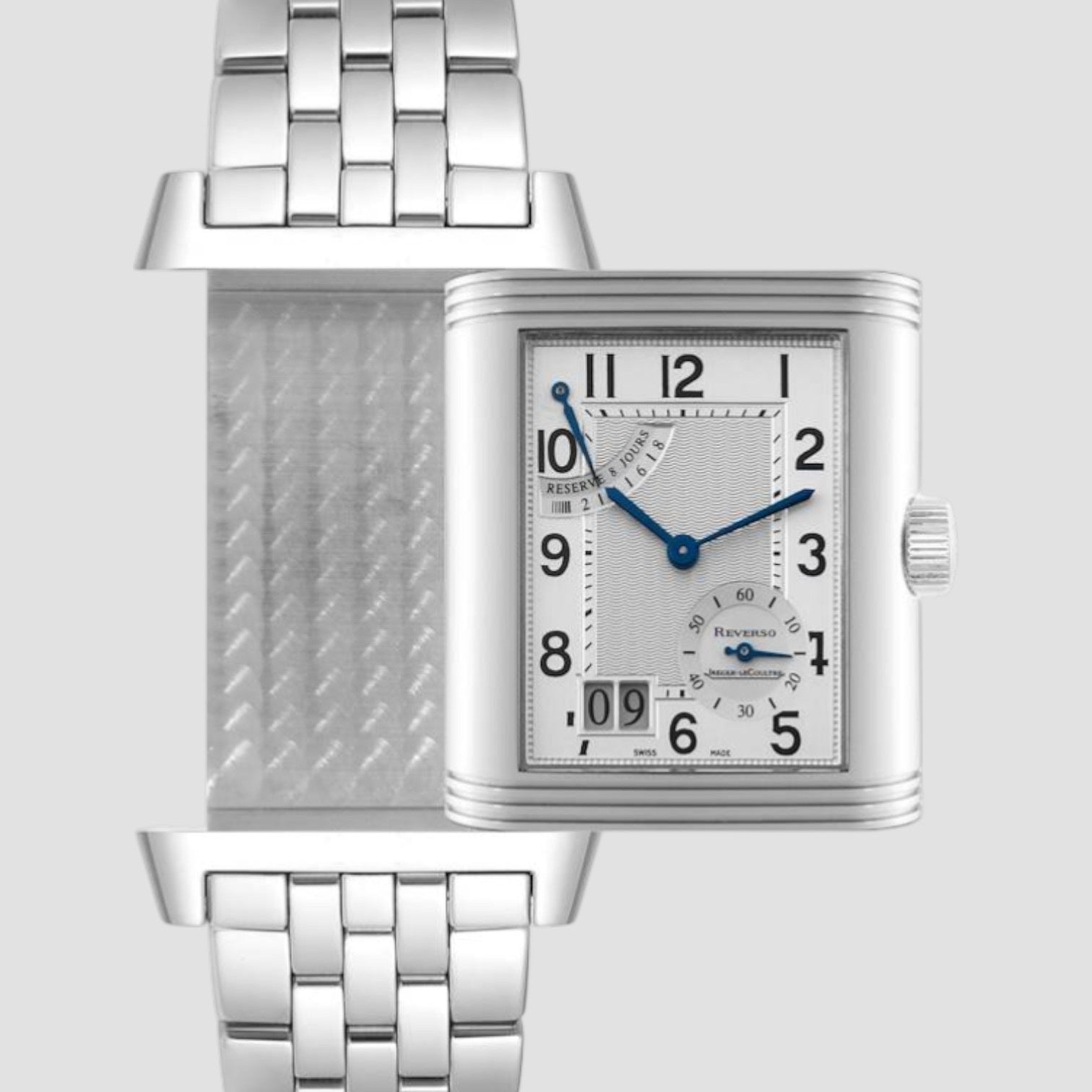 Reverso Grande Date Steel Mens Watch