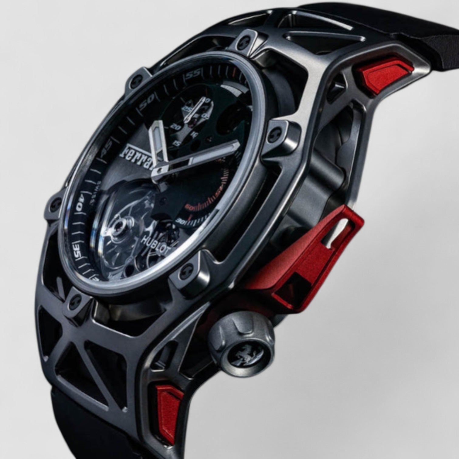 Techframe Ferrari Tourbillon Chronograph Carbon Fiber on Strap