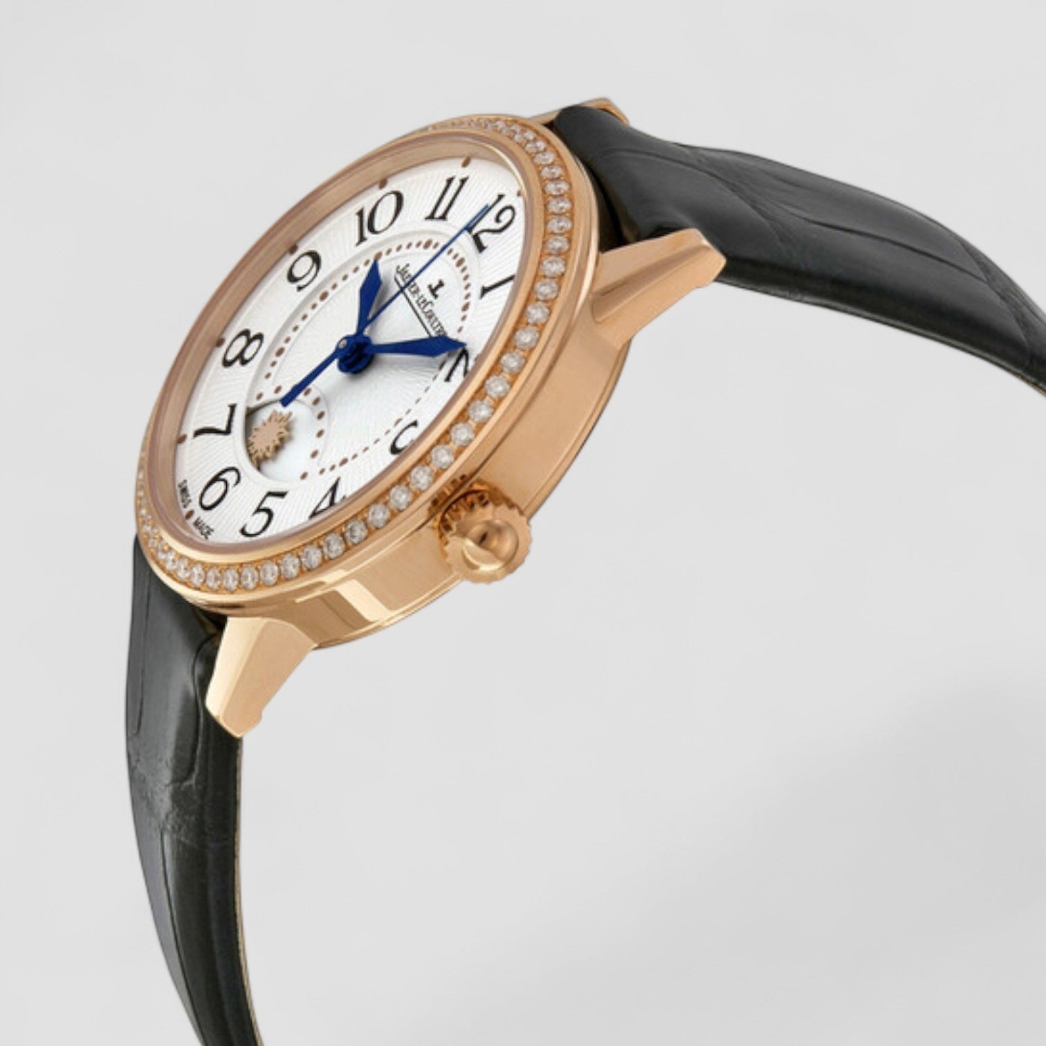 Rendez-Vous Silver Dial 18kt Rose Gold Black Leather Ladies Watch