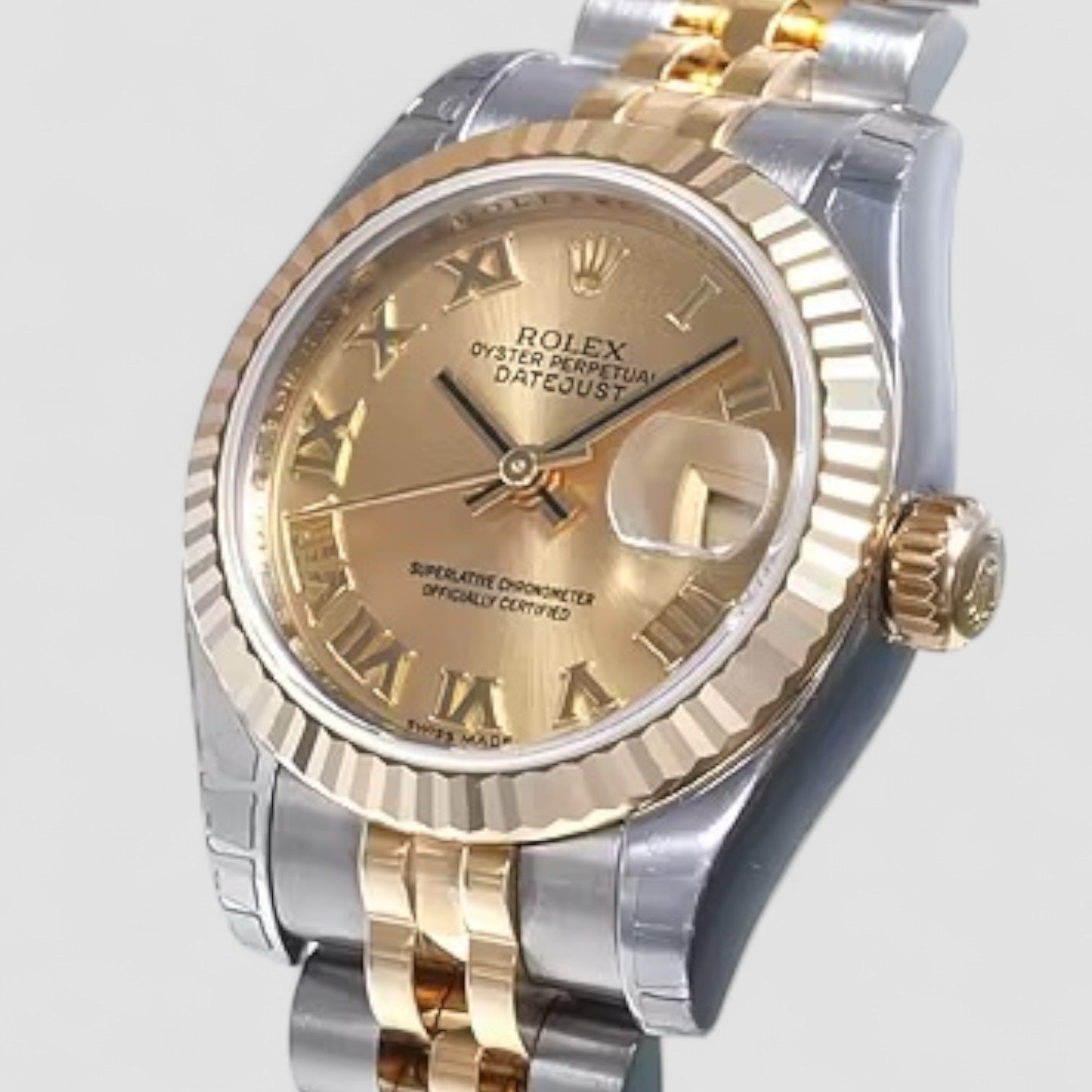Lady-Datejust 26 Champagne Roman Numeral Jubilee Bracelet Watch