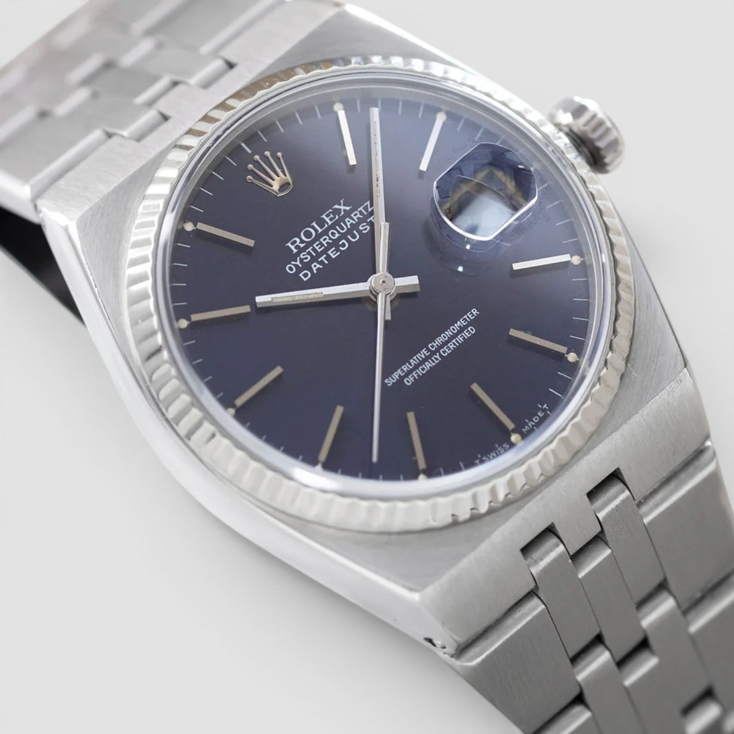 Rolex Datejust Oysterquartz 36mm Steel Blue/Purple Dial 17014