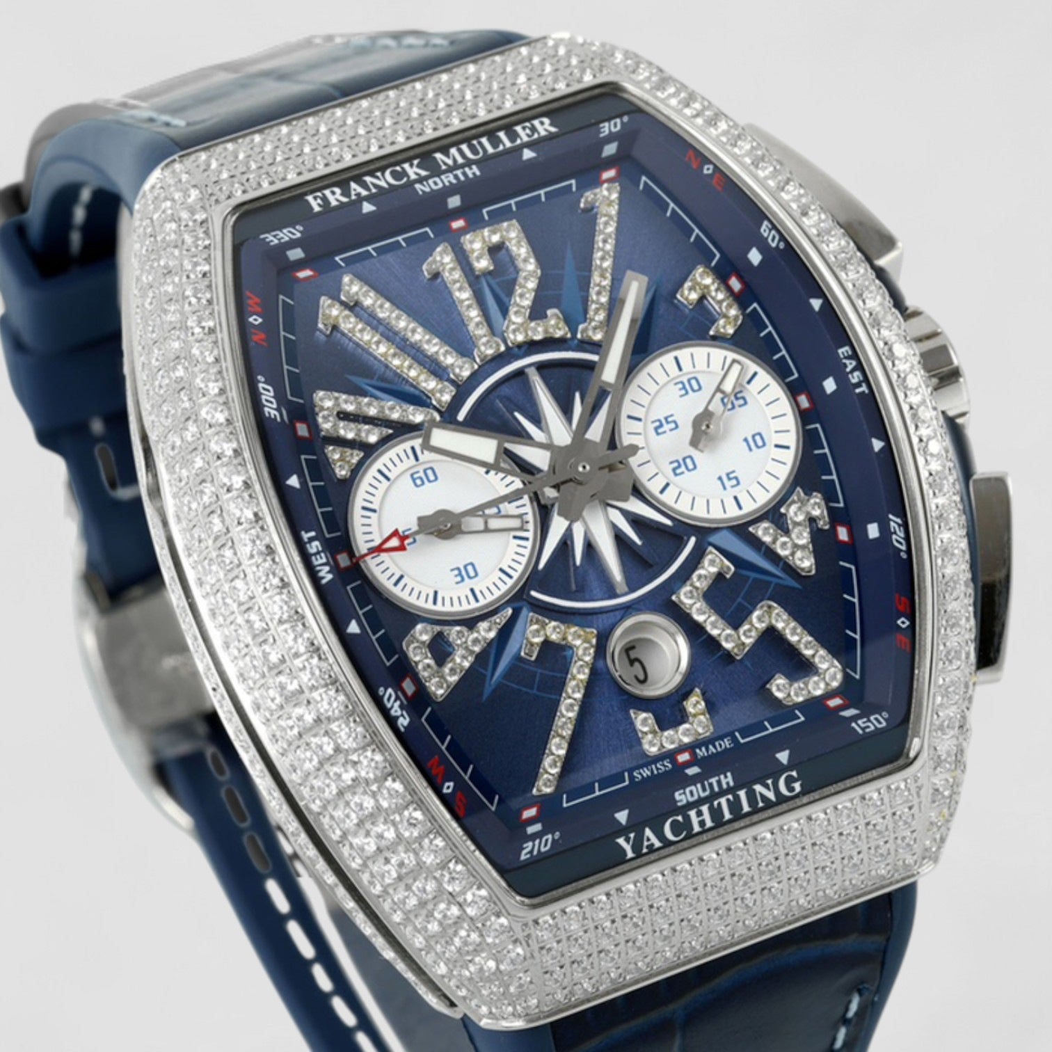 Vanguard Yachting Steel Chronograph Date Blue Iced out