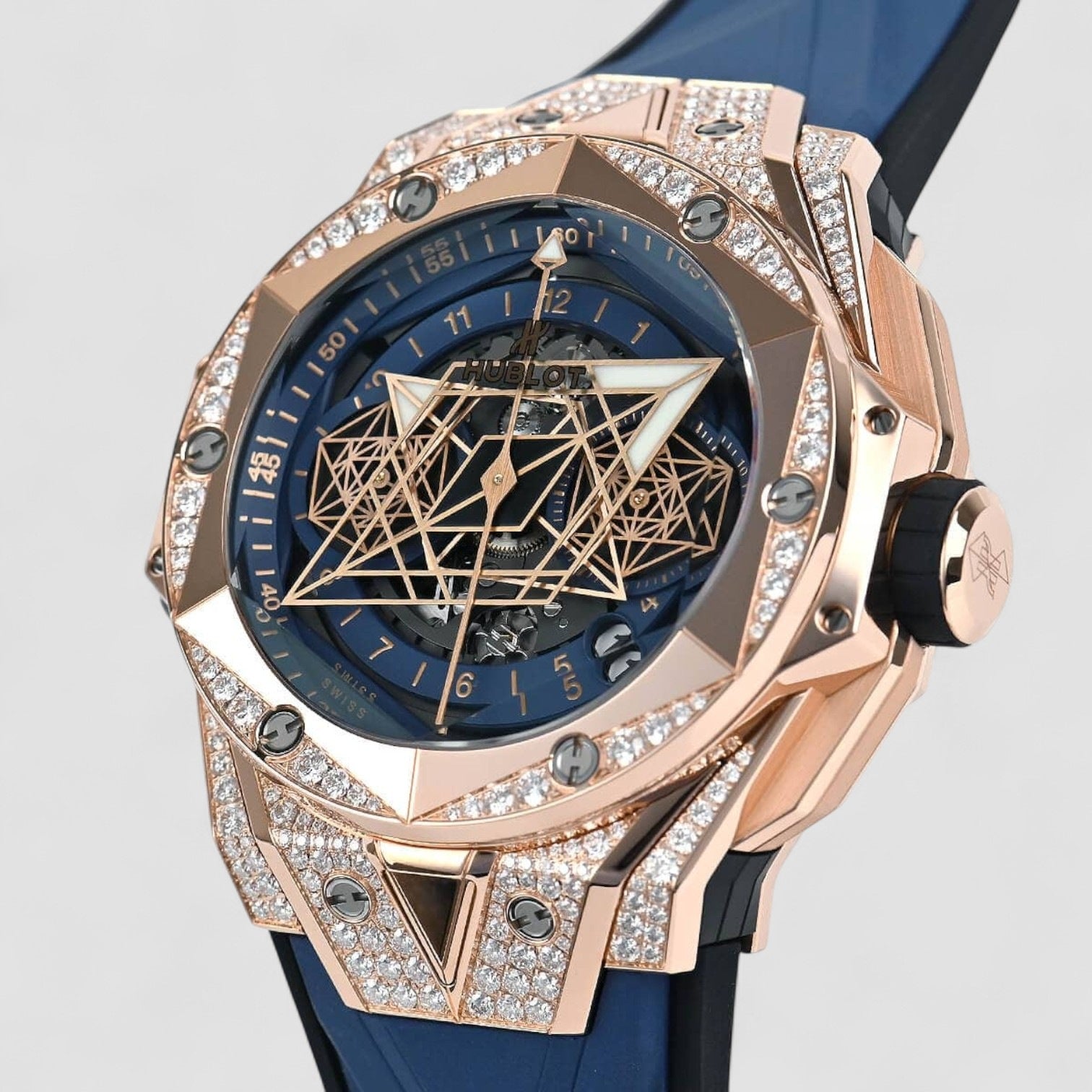 Sang Bleu Ii King Gold Big Bang Unico Blue Pave 45