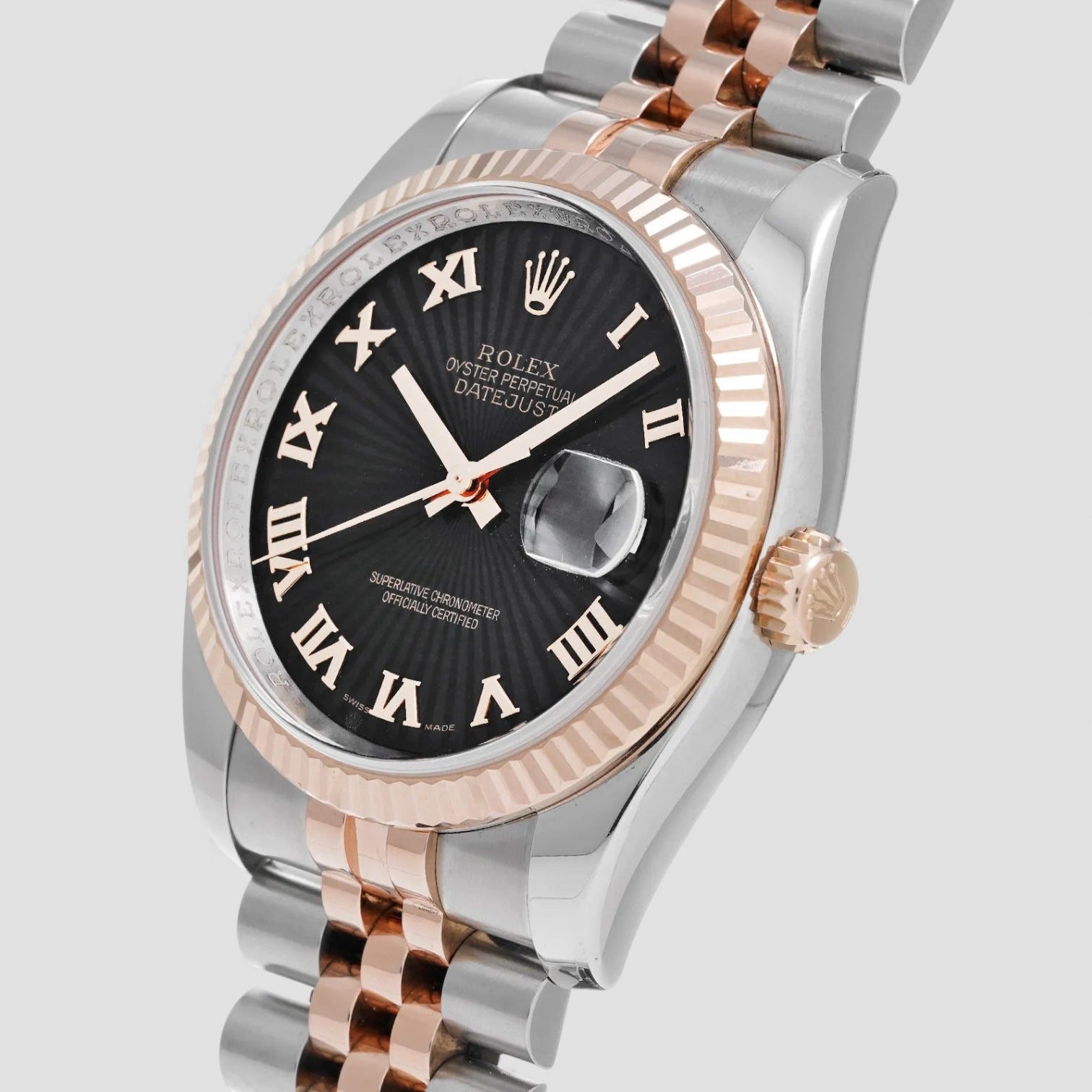 Datejust 18k Everose & Steel Black-dial
